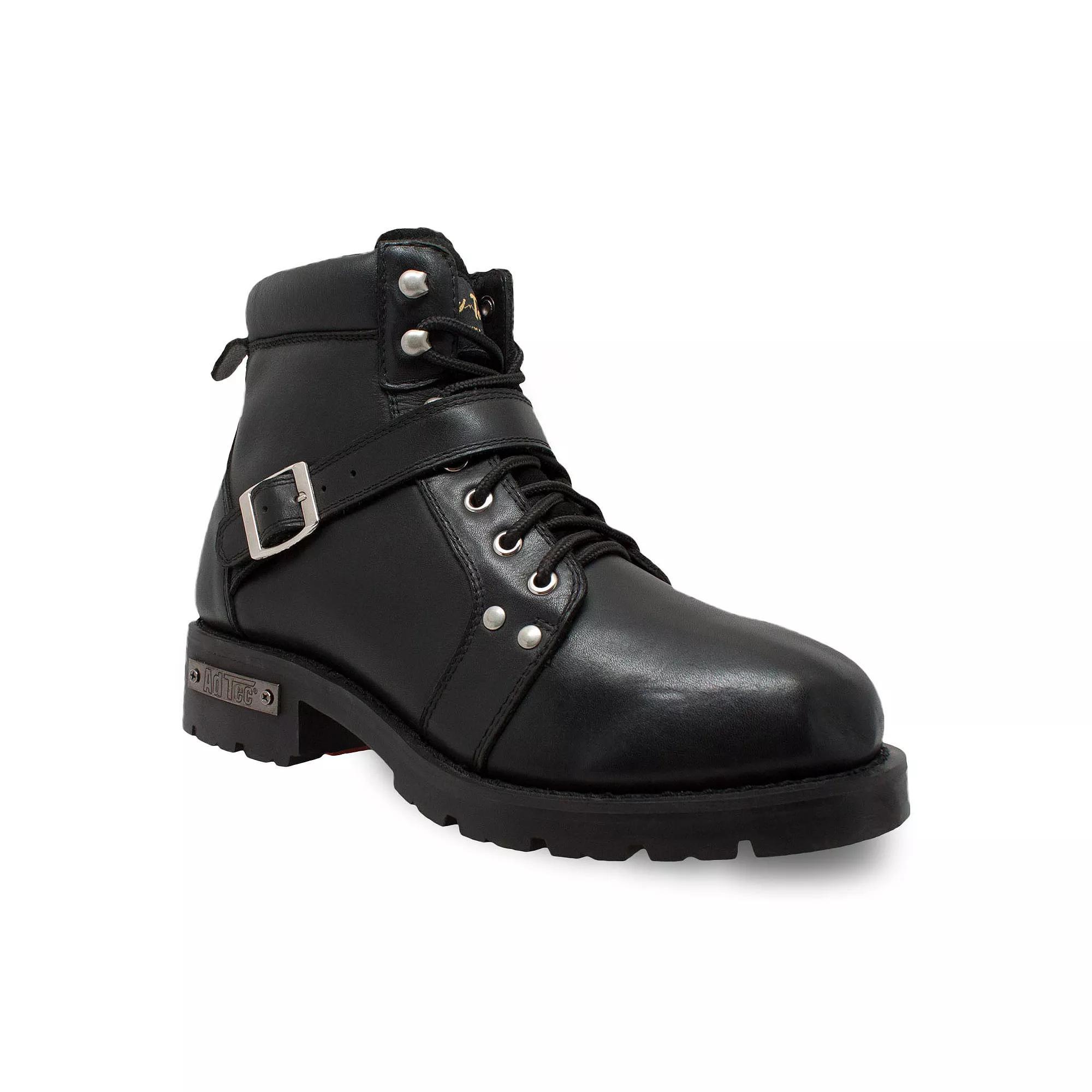 AdTec Lace Zipper Men's 6-in. Motorcycle Boots, Size: 11.5 Wide, Black Product Image