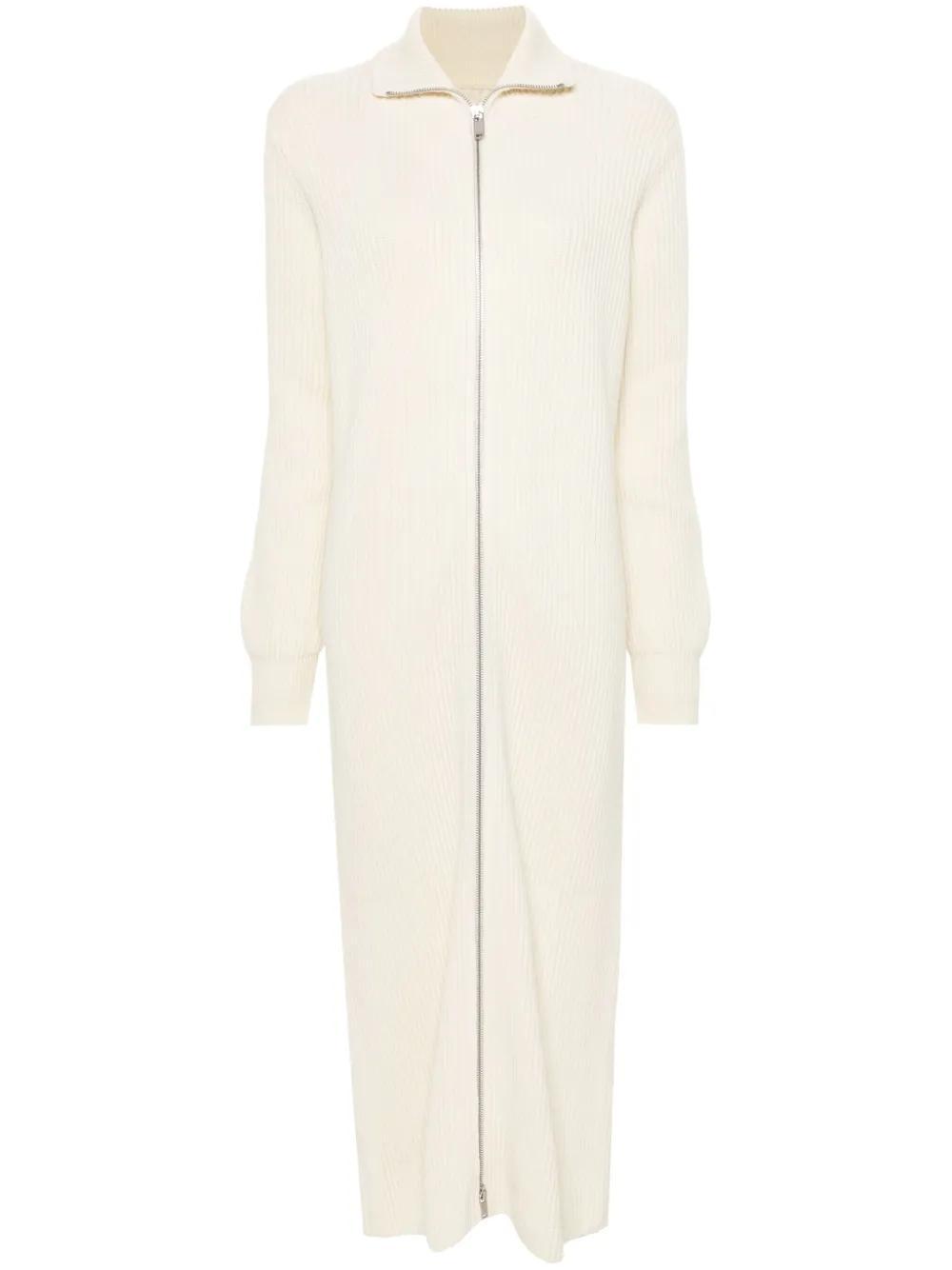 JIL SANDER Ribbed-knit Maxi Dress In Neutrals Product Image