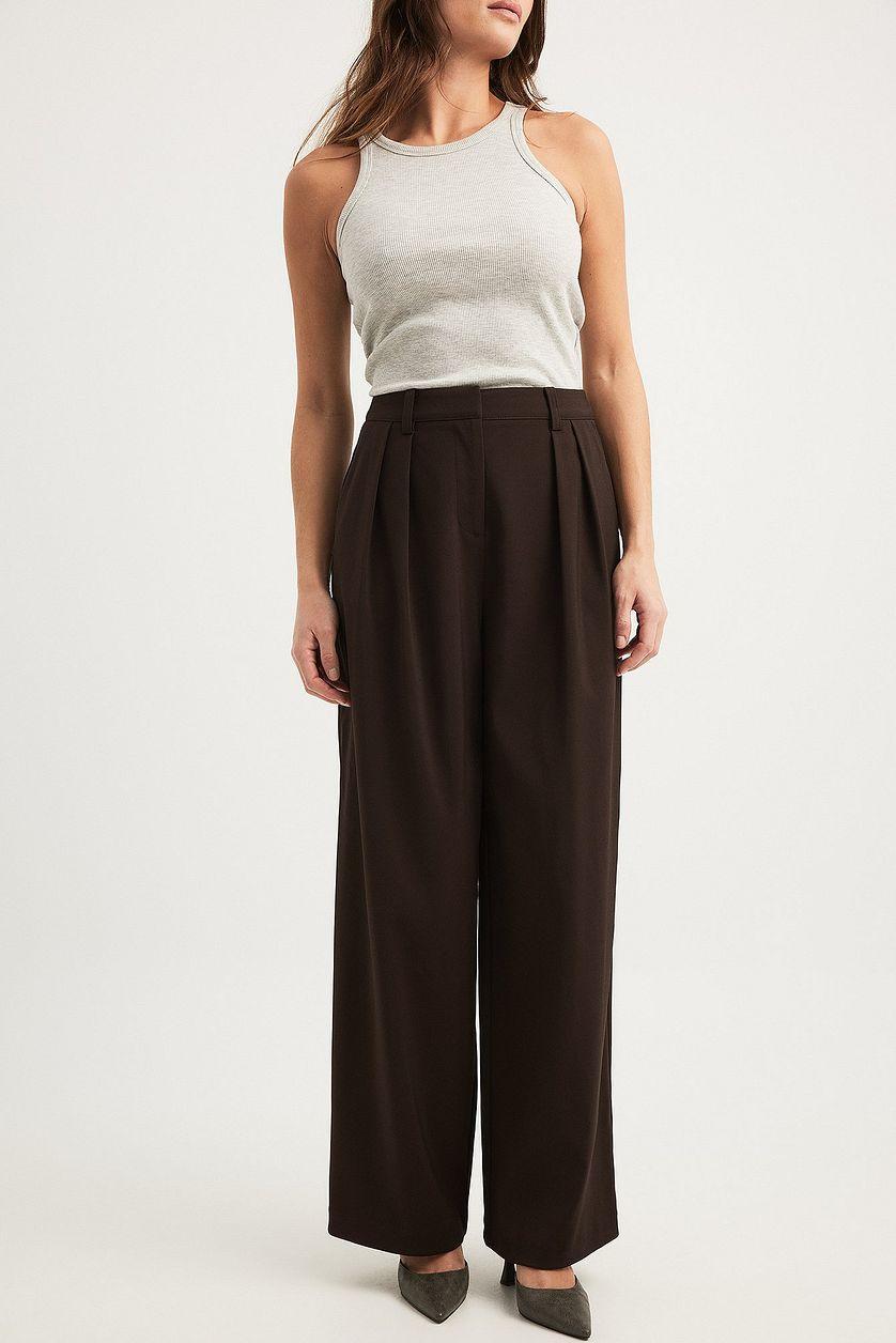 Wide Leg High Waist Suit Pants Product Image