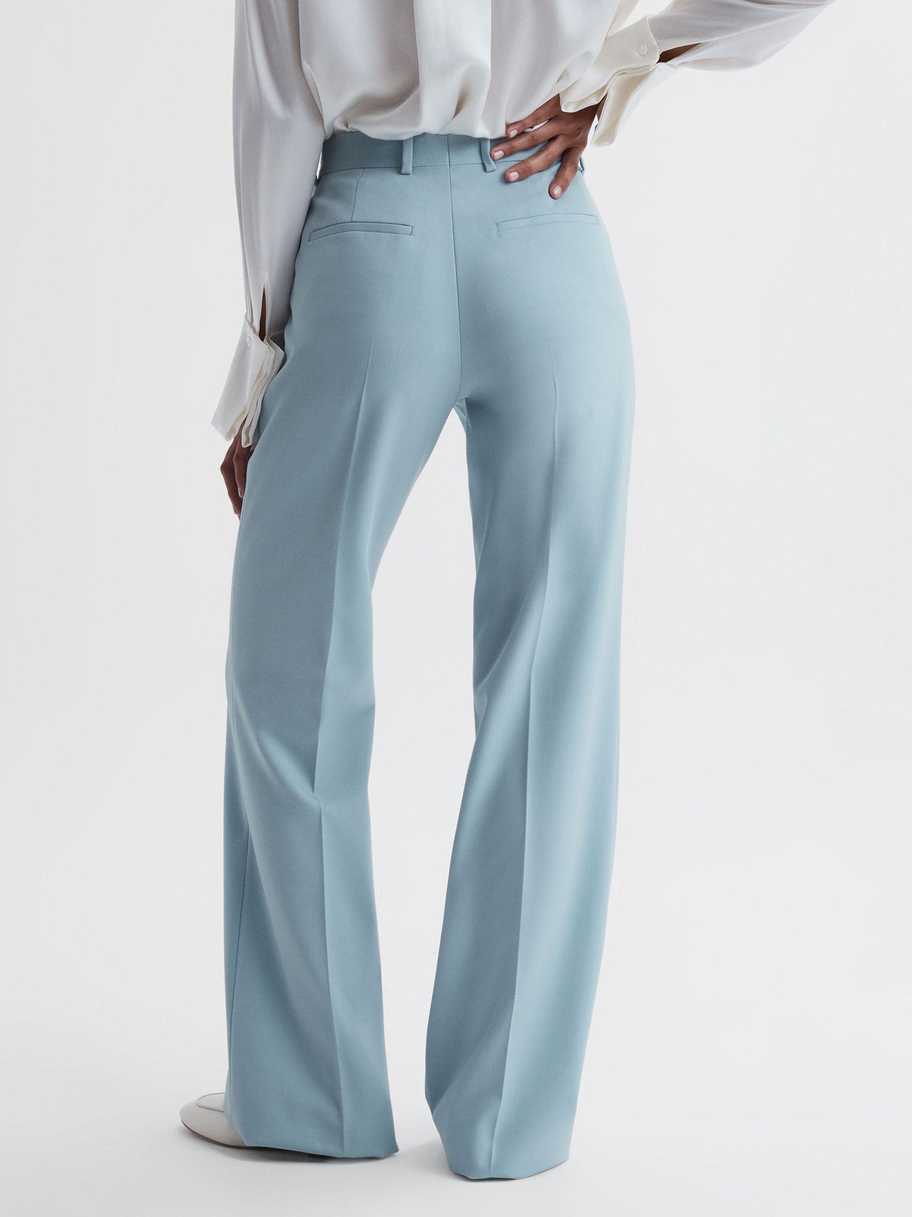 Wide Leg Wool Blend Trousers in Blue Product Image