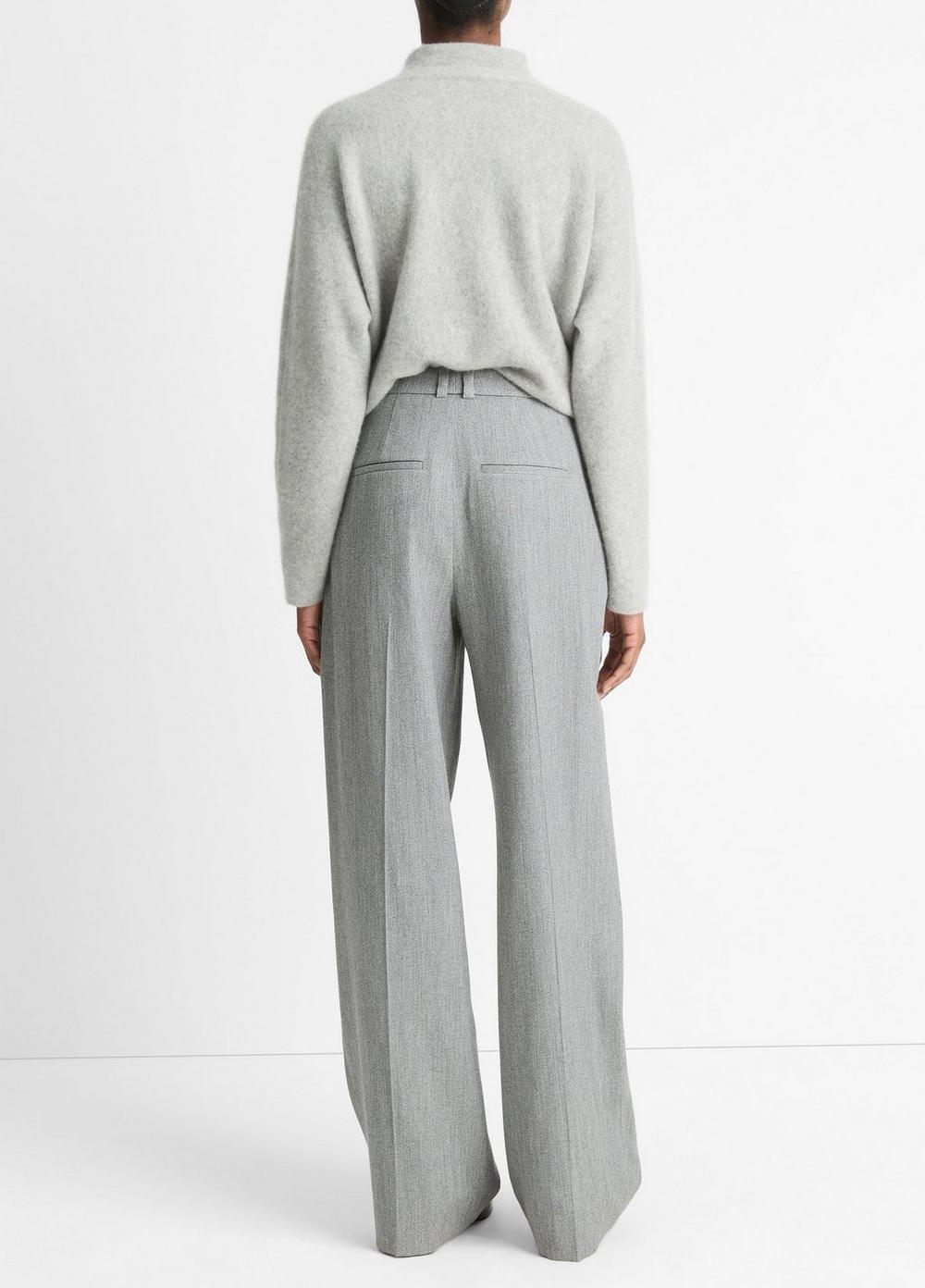 Womens Italian Wool-Blend Twill High-Rise Trouser, Dark Stone Grey, Size 16 Vince Product Image