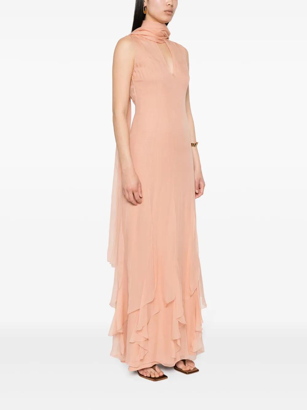 ruffled-detail silk maxi dress Product Image