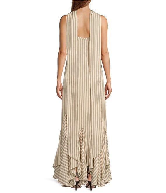 Antonio Melani x M.G. Style Mallie Detached Scarf Square Neck Sleeveless Asymmetrical Hem Mermaid Maxi Dress Product Image