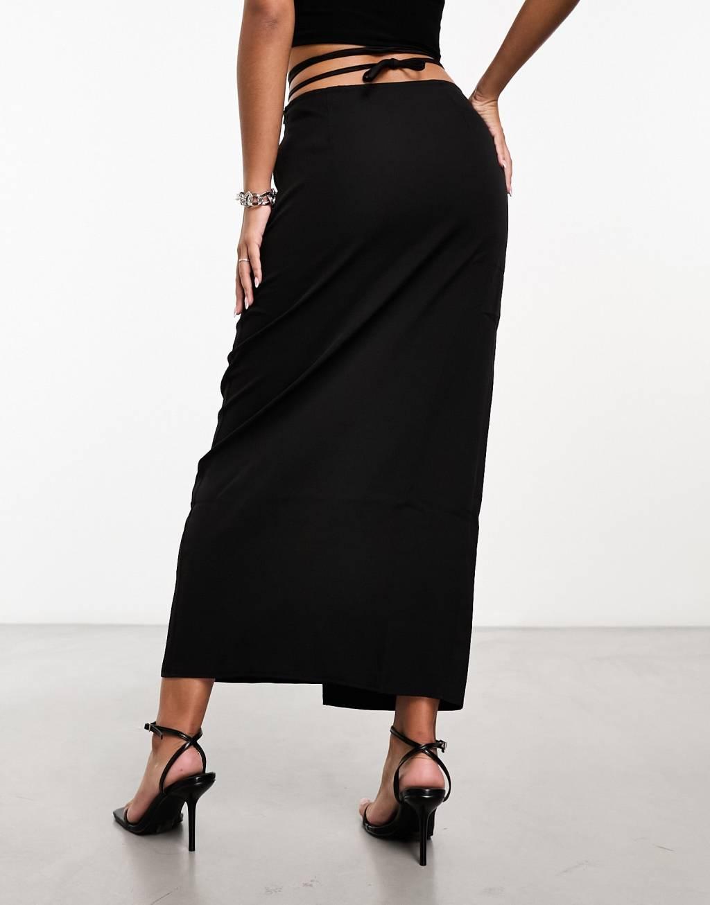 Kaiia tailored tie waist maxi skirt Product Image