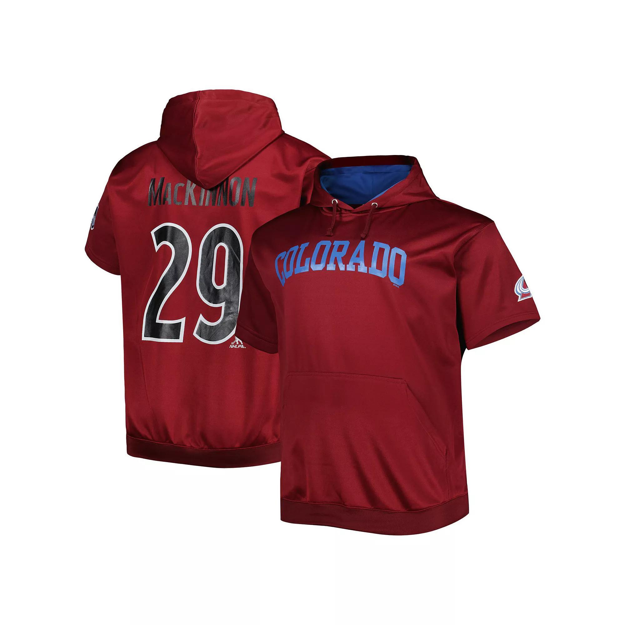 Men's Fanatics Branded Nathan MacKinnon Burgundy Colorado Avalanche Big & Tall Name & Number Pullover Hoodie, Size: 2XLT, Med Re Product Image