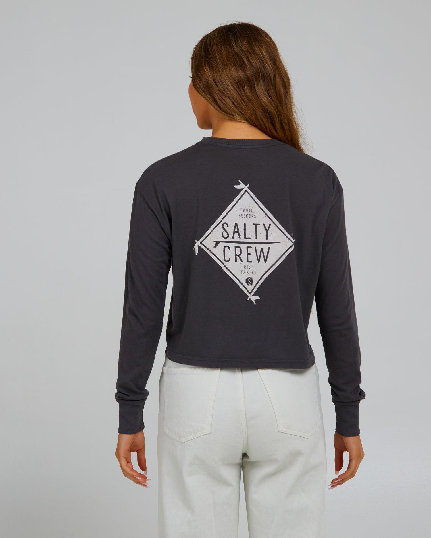 Board Meeting L/S Crop - Charcoal Product Image
