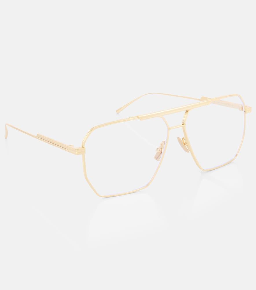BOTTEGA VENETA Classic Aviator Glasses In 009 Gold/transparent Product Image
