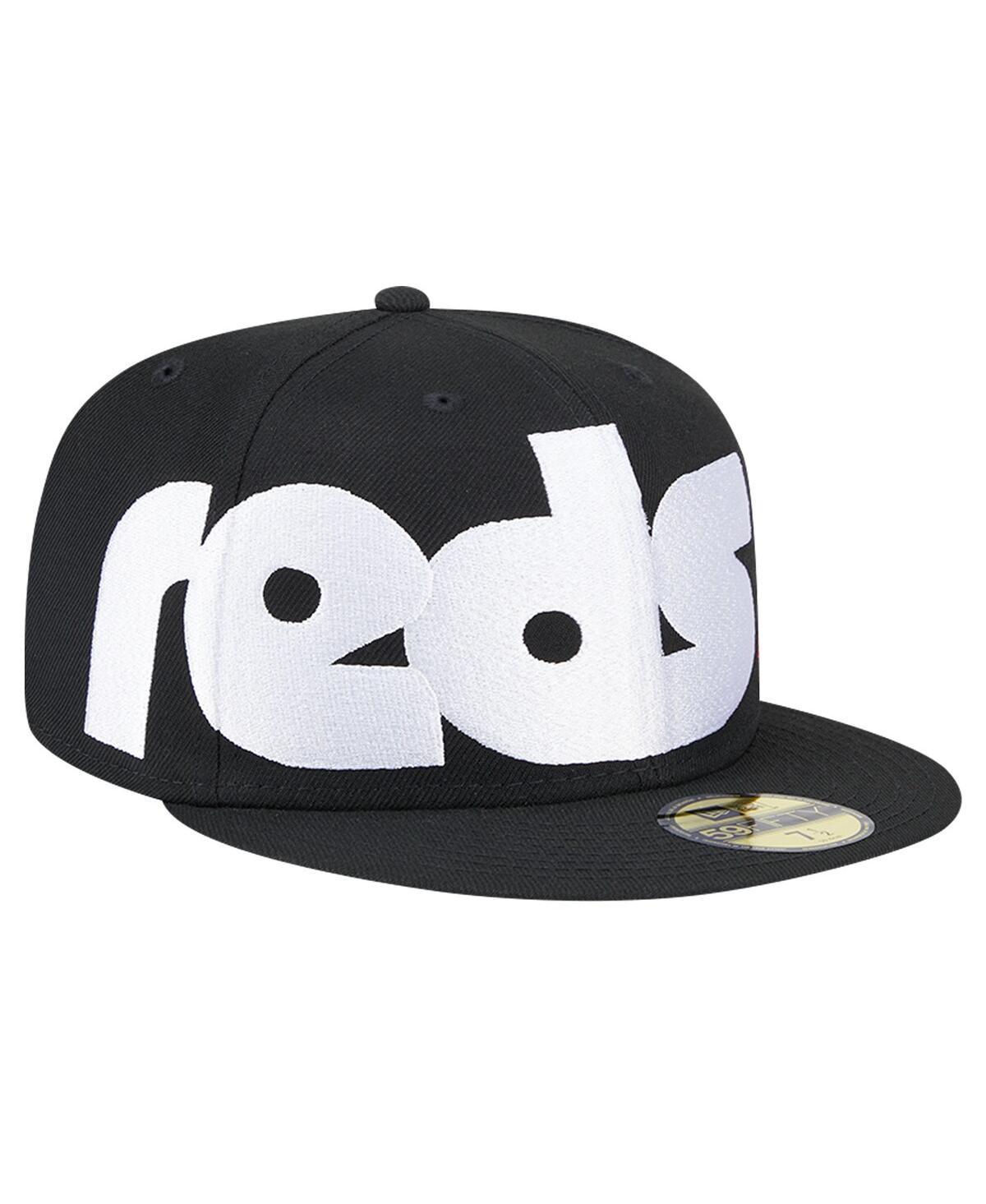 Men's New Era Black Cincinnati Reds Checkered Undervisor 59FIFTY Fitted Hat, Size: 7 1/8, Red Black Product Image