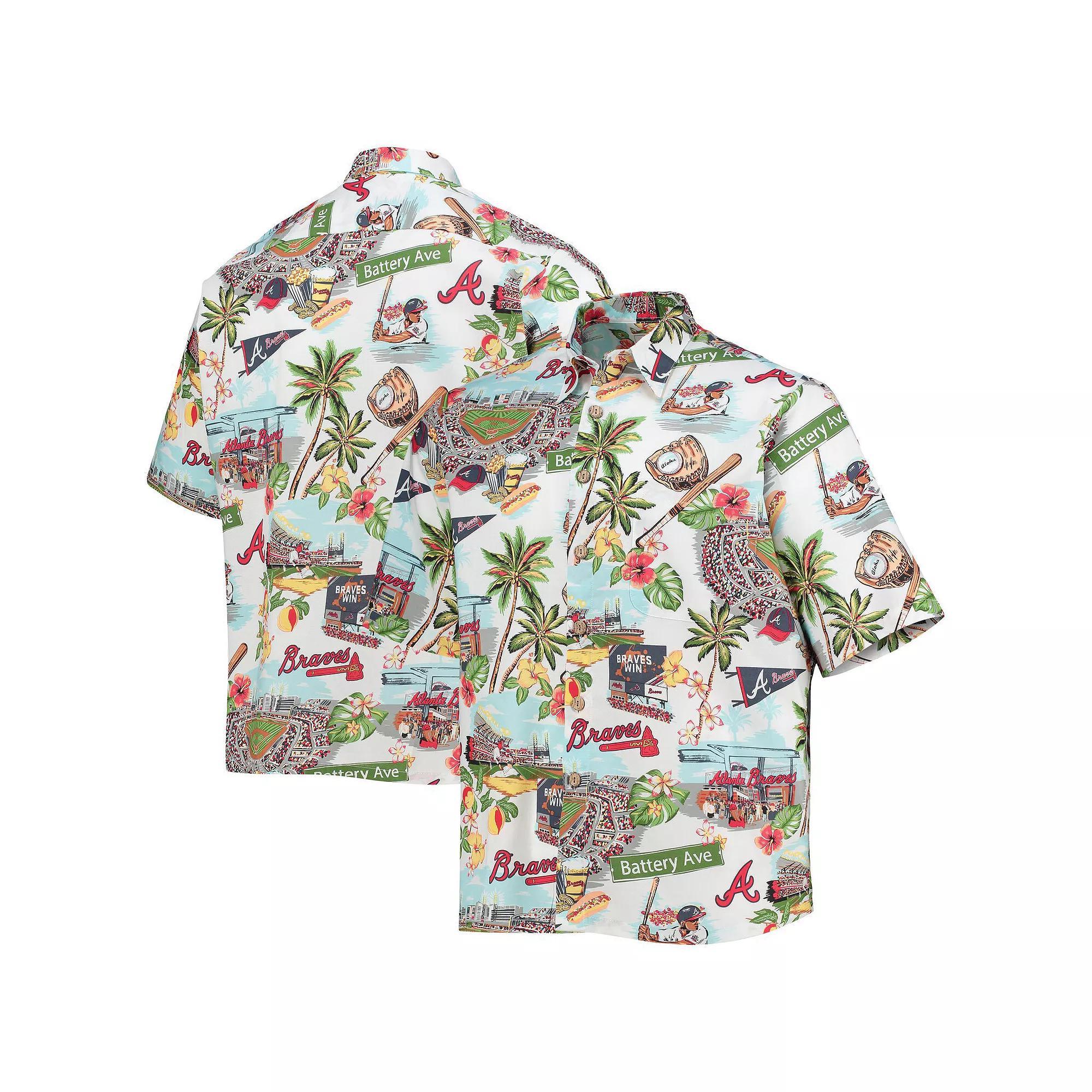 Men's Reyn Spooner White Atlanta Braves Scenic Button-Up Shirt, Size: Large Product Image