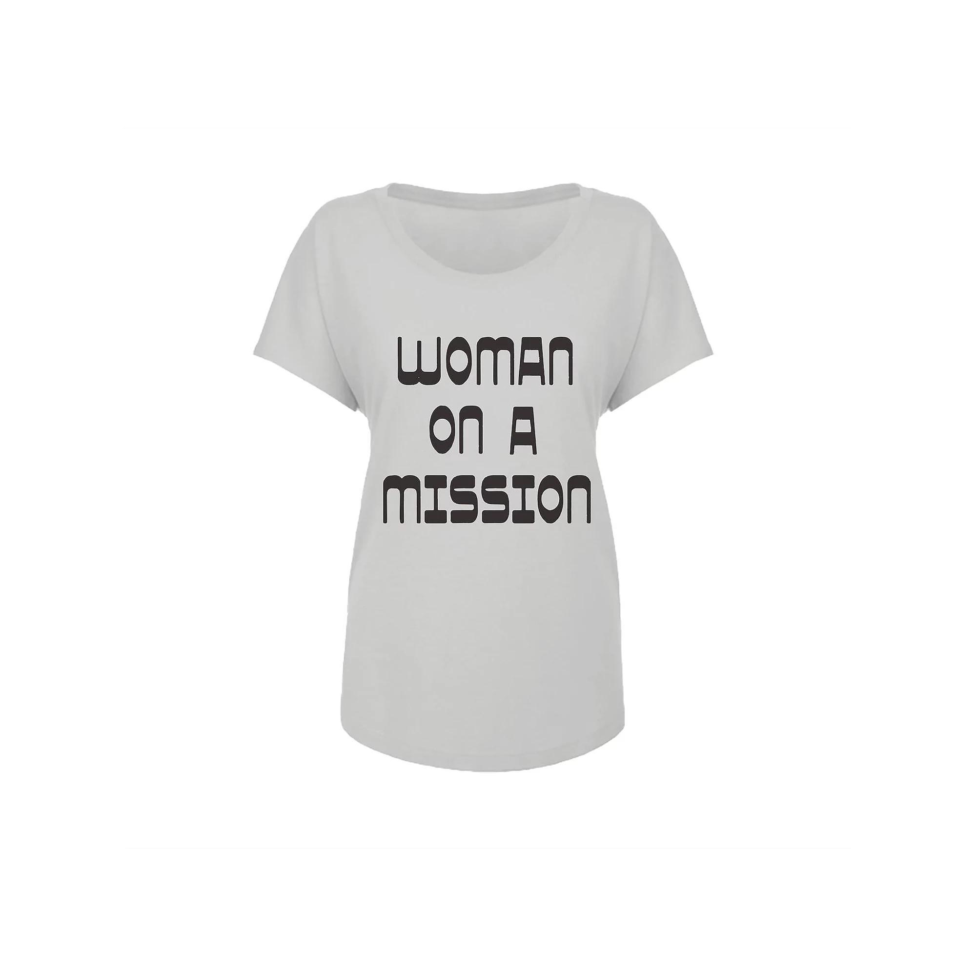 Junior's Grayson Threads Woman On A Mission Graphic Tee, Women's, Size: Medium, Grey White Product Image