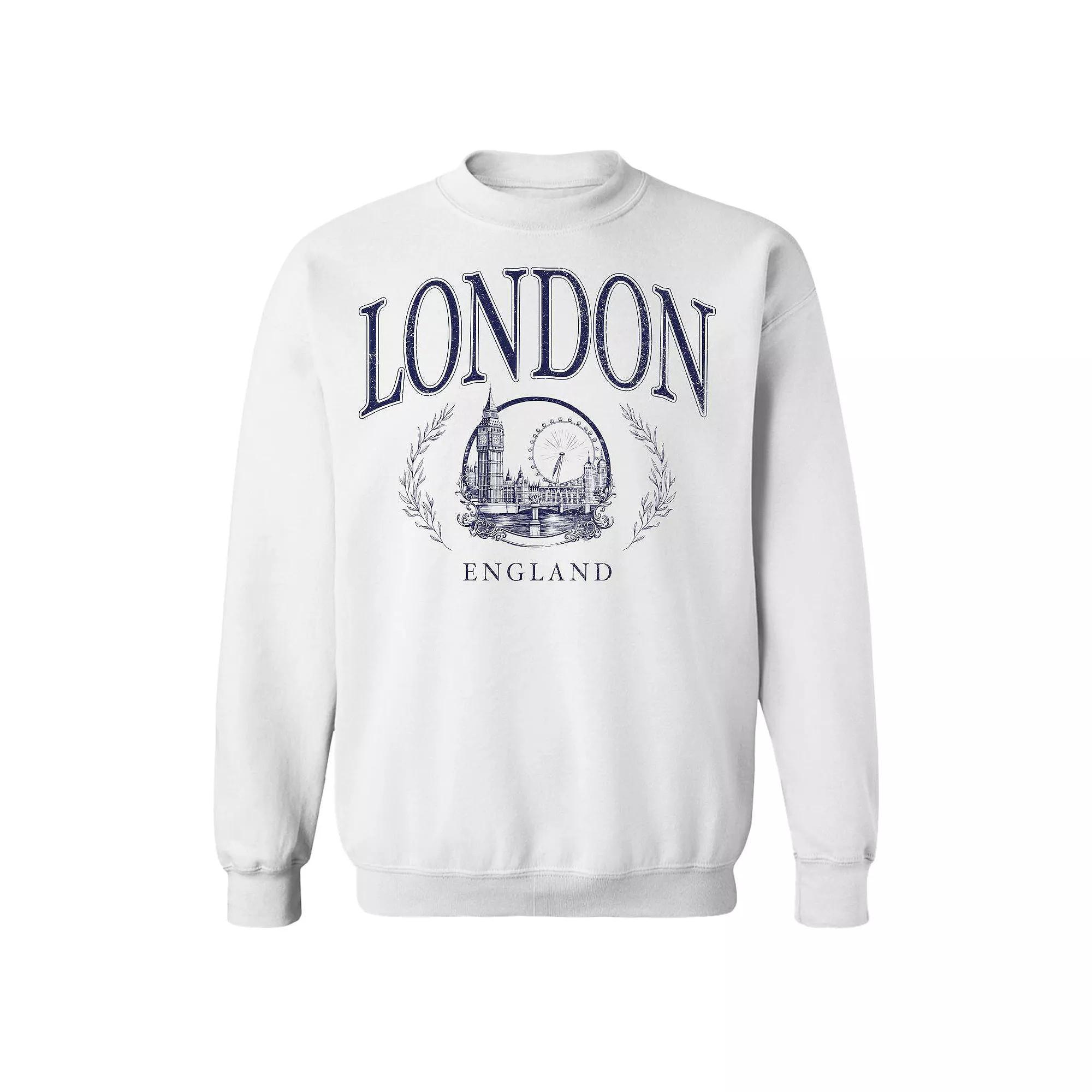 Juniors London Blue Graphic Fleece Sweatshirt, Womens Product Image