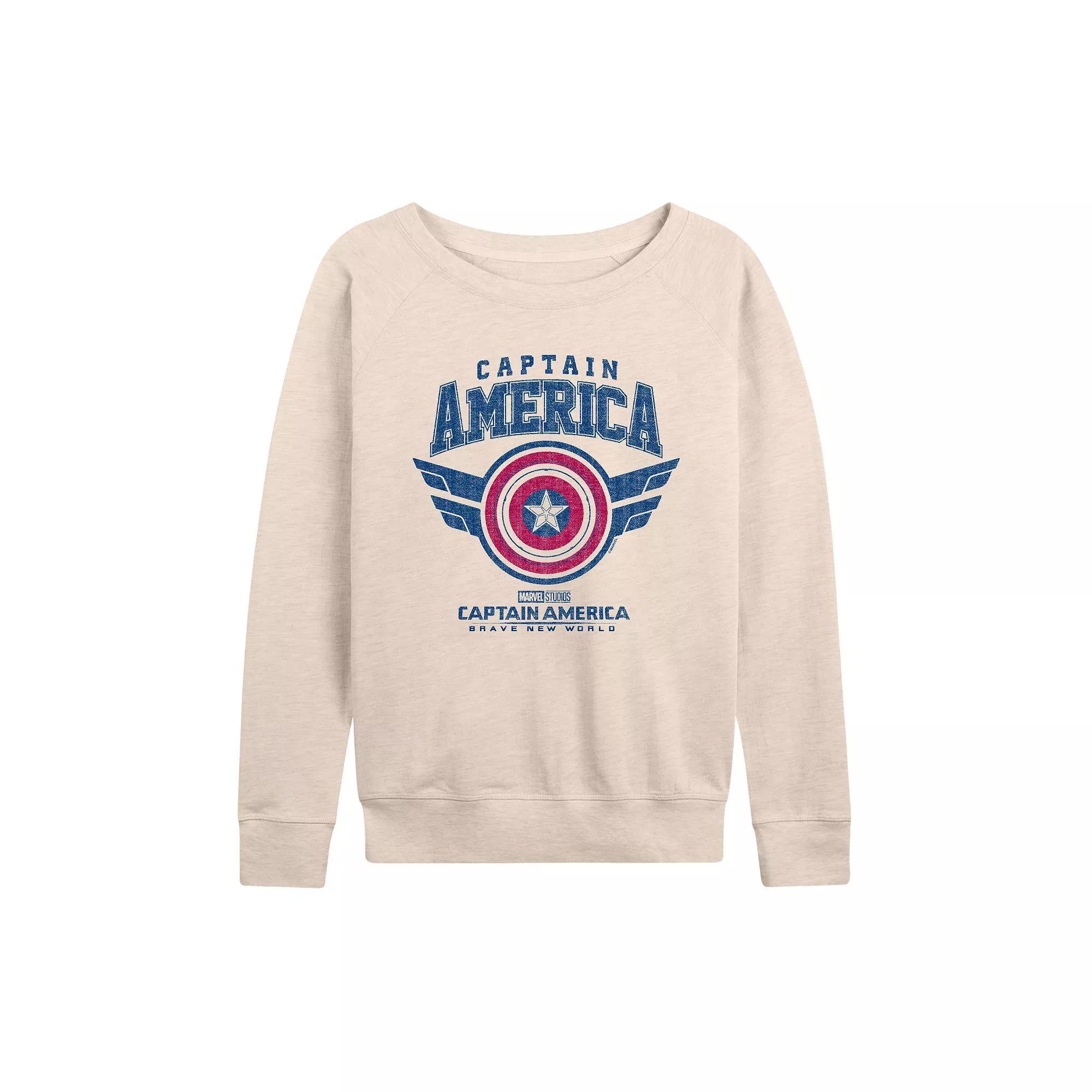 Womens Marvel Captain America: Brave New World Collegiate French Terry Long Sleeve Tee Product Image
