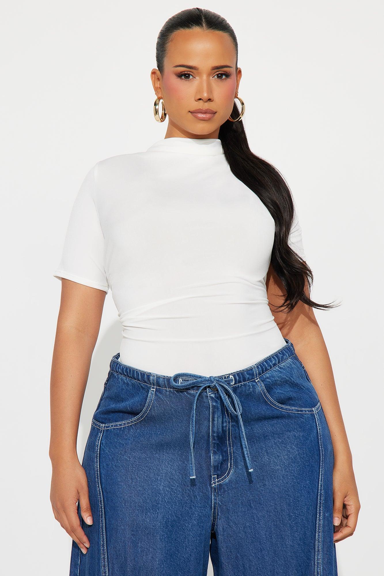 Summit Ruched Mock Neck Bodysuit - Ivory Product Image