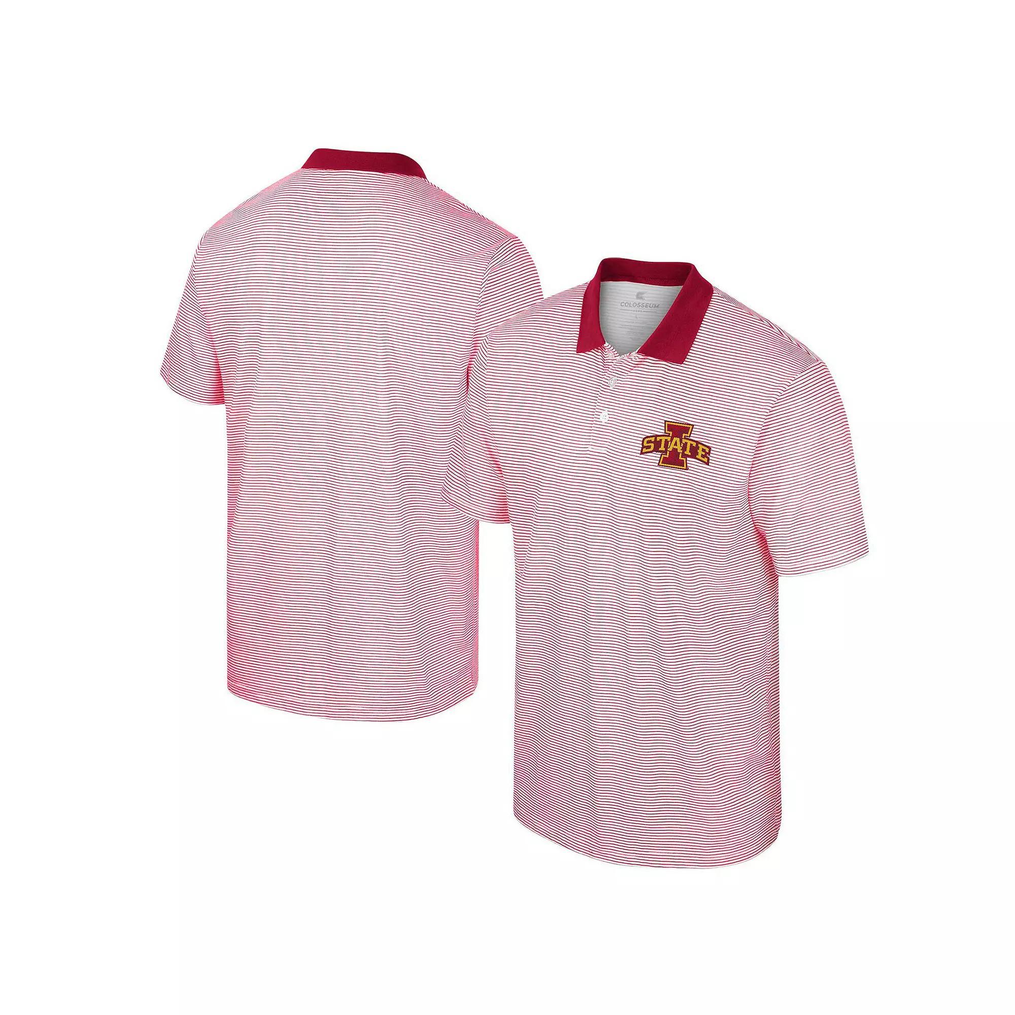 Mens Colosseum /Cardinal Iowa State Cyclones Print Stripe Polo Product Image