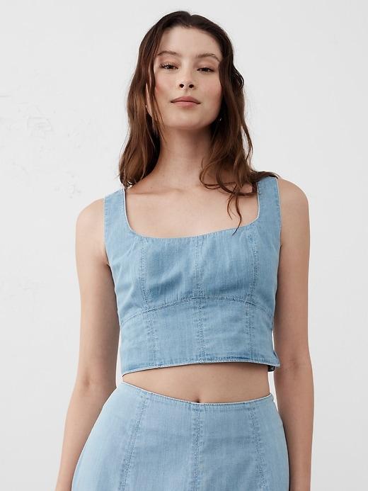 Seamed Square-Neck Denim Bustier Product Image