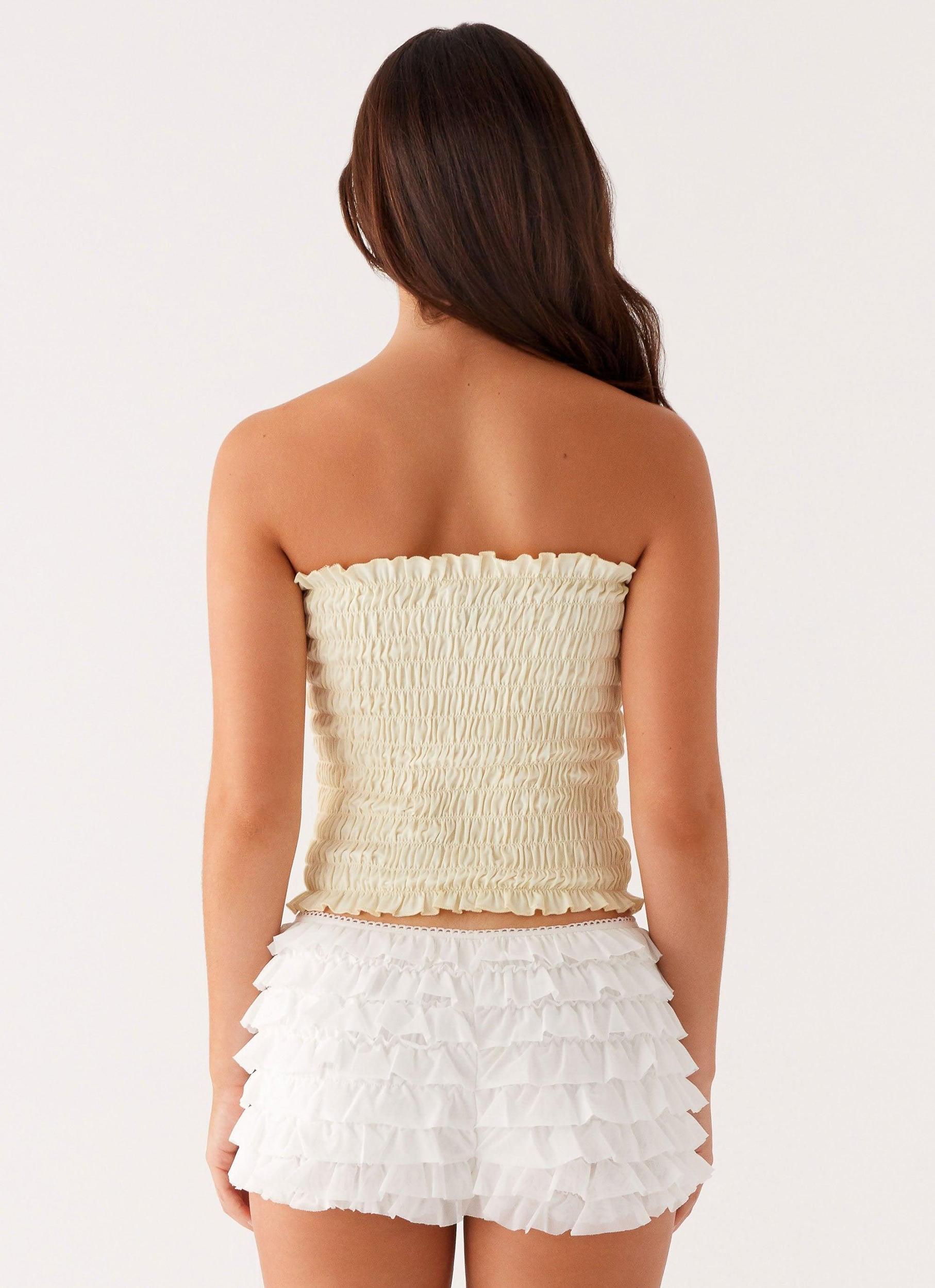 Cordelia Shirred Tube Top - Lemon Product Image