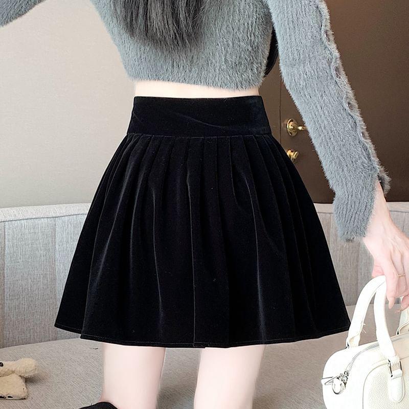 High Rise Plain Mini A-Line Skirt Product Image