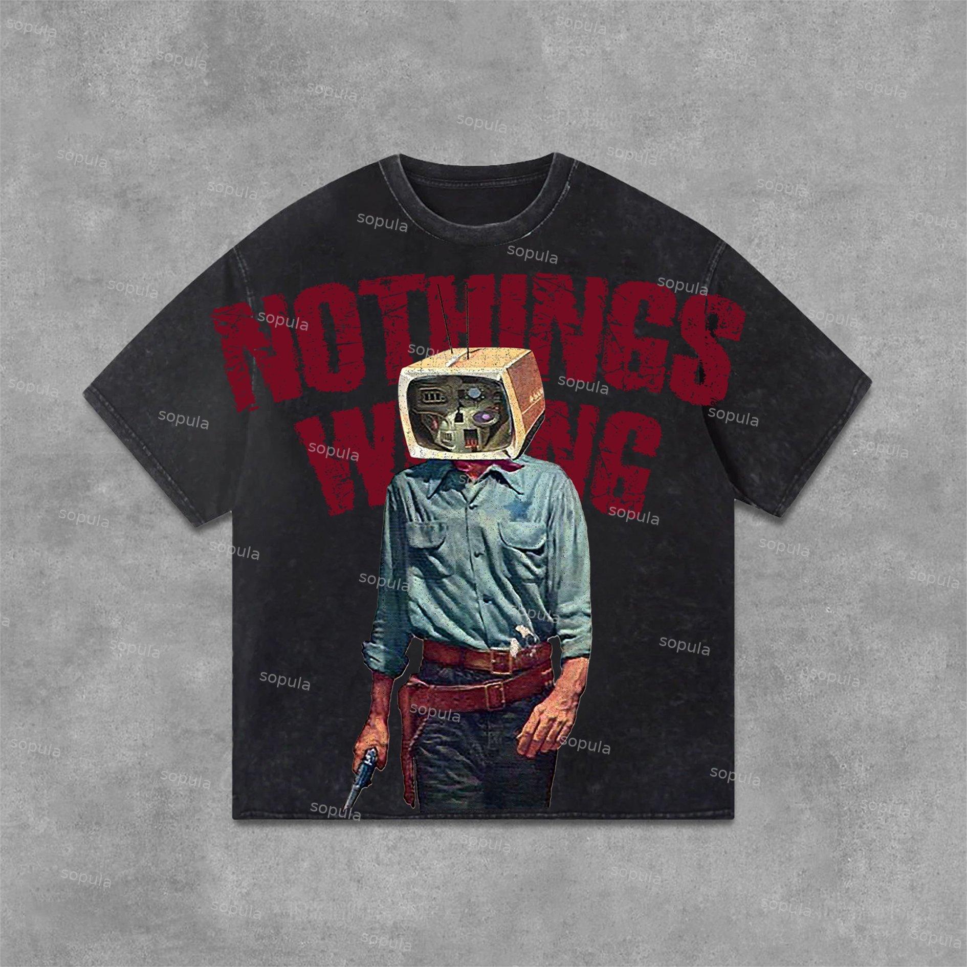 Sopula Vintage Nothing Wrong Graphic Print Washed T-Shirt Product Image