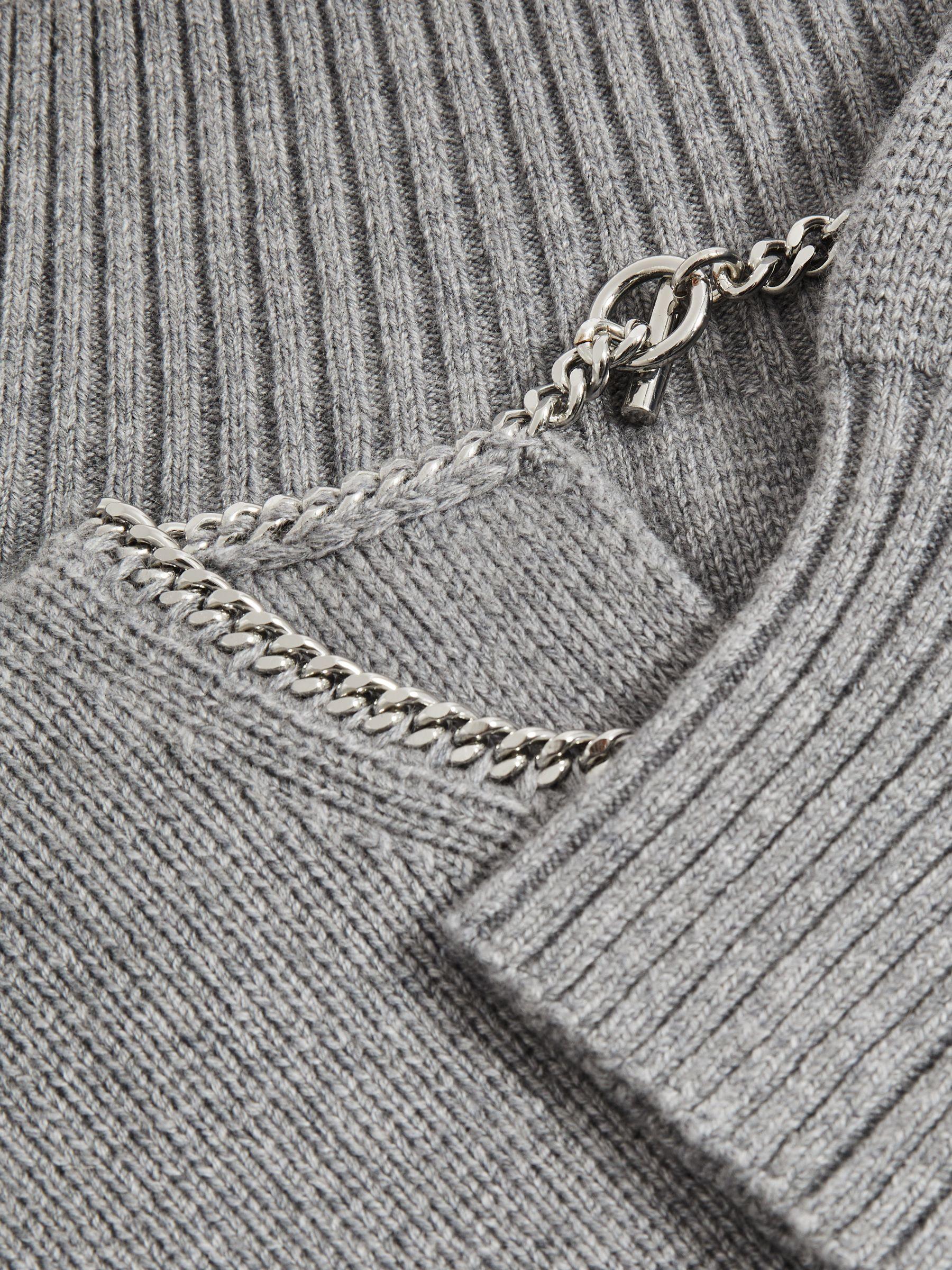 Chain-Necklace Jumper With Cashmere in Grey Product Image