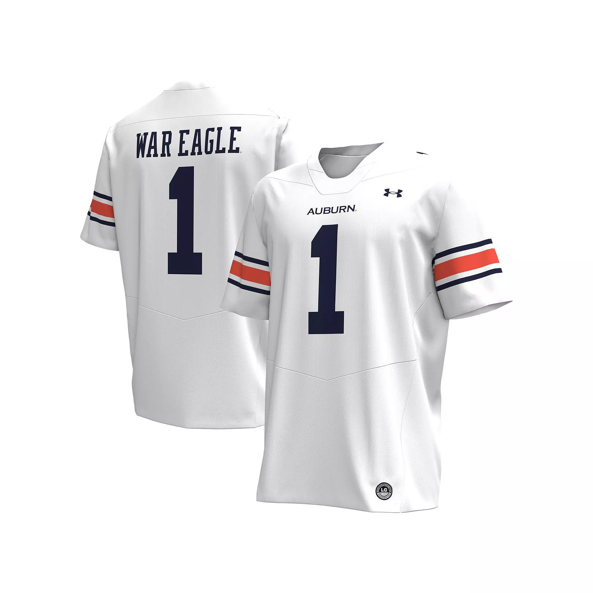Men's Under Armour #1 White Auburn Tigers Replica Football Jersey, Size: Medium Product Image