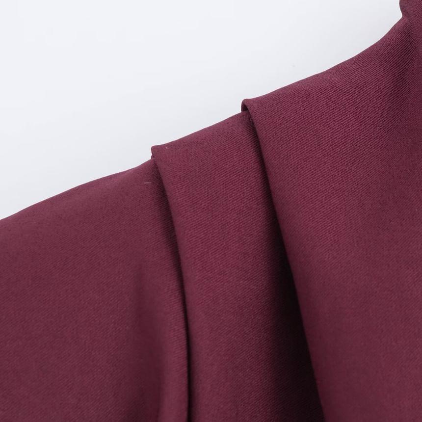 Sleeveless Mock Neck Plain Asymmetrical Ruched Top Product Image