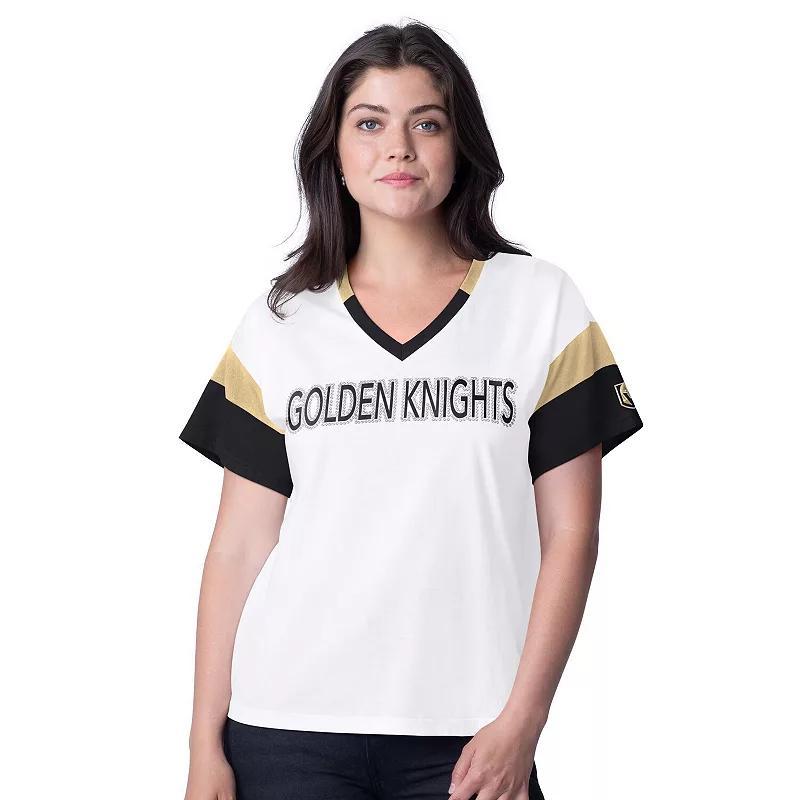 Women's G-III 4Her by Carl Banks  White Detroit Red Wings Rink Oversized Rhinestone V-Neck T-Shirt, Size: Small Product Image