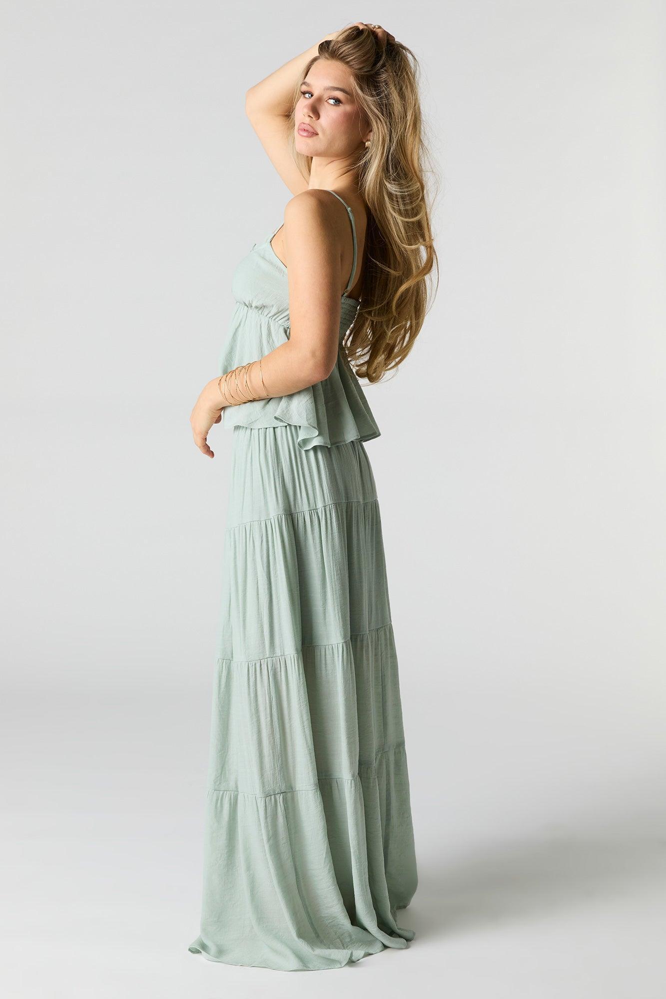 Solid Tiered Maxi Skirt Female Product Image