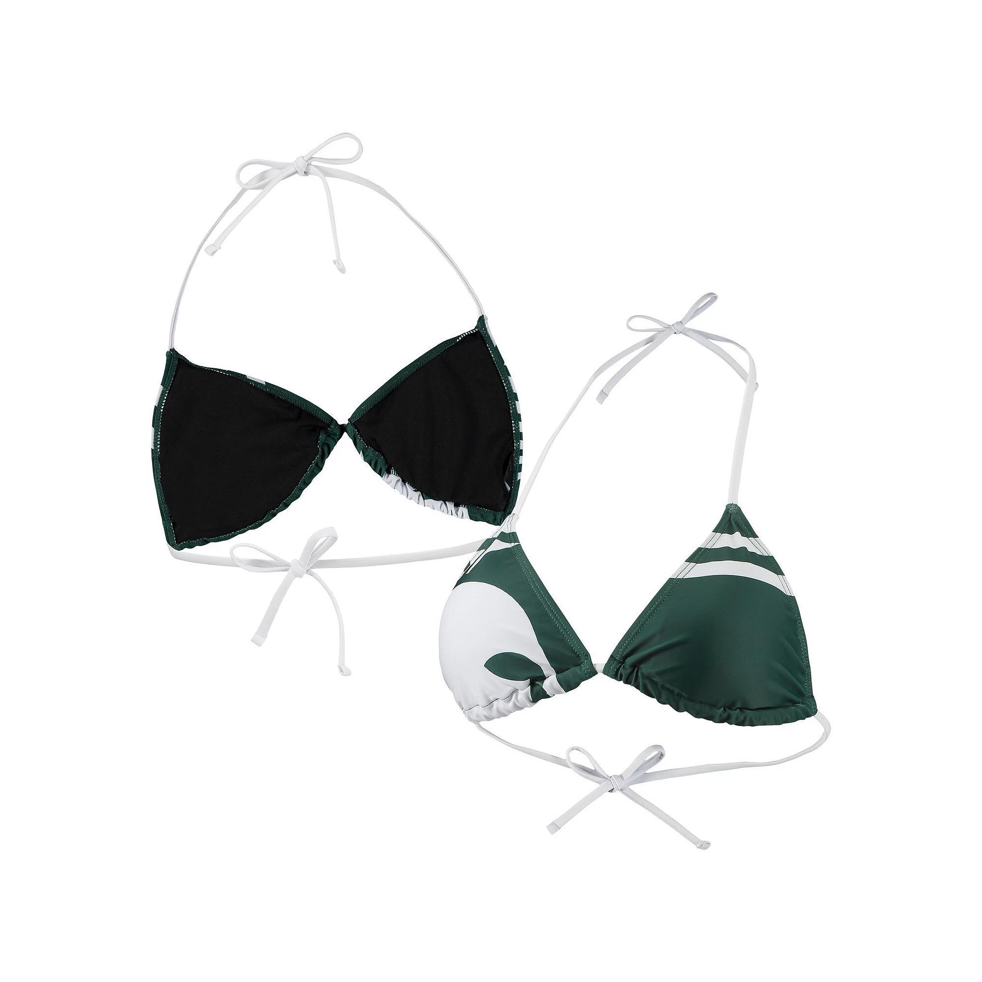 Women's FOCO Green Michigan State Spartans Wordmark Bikini Top, Size: Large Product Image