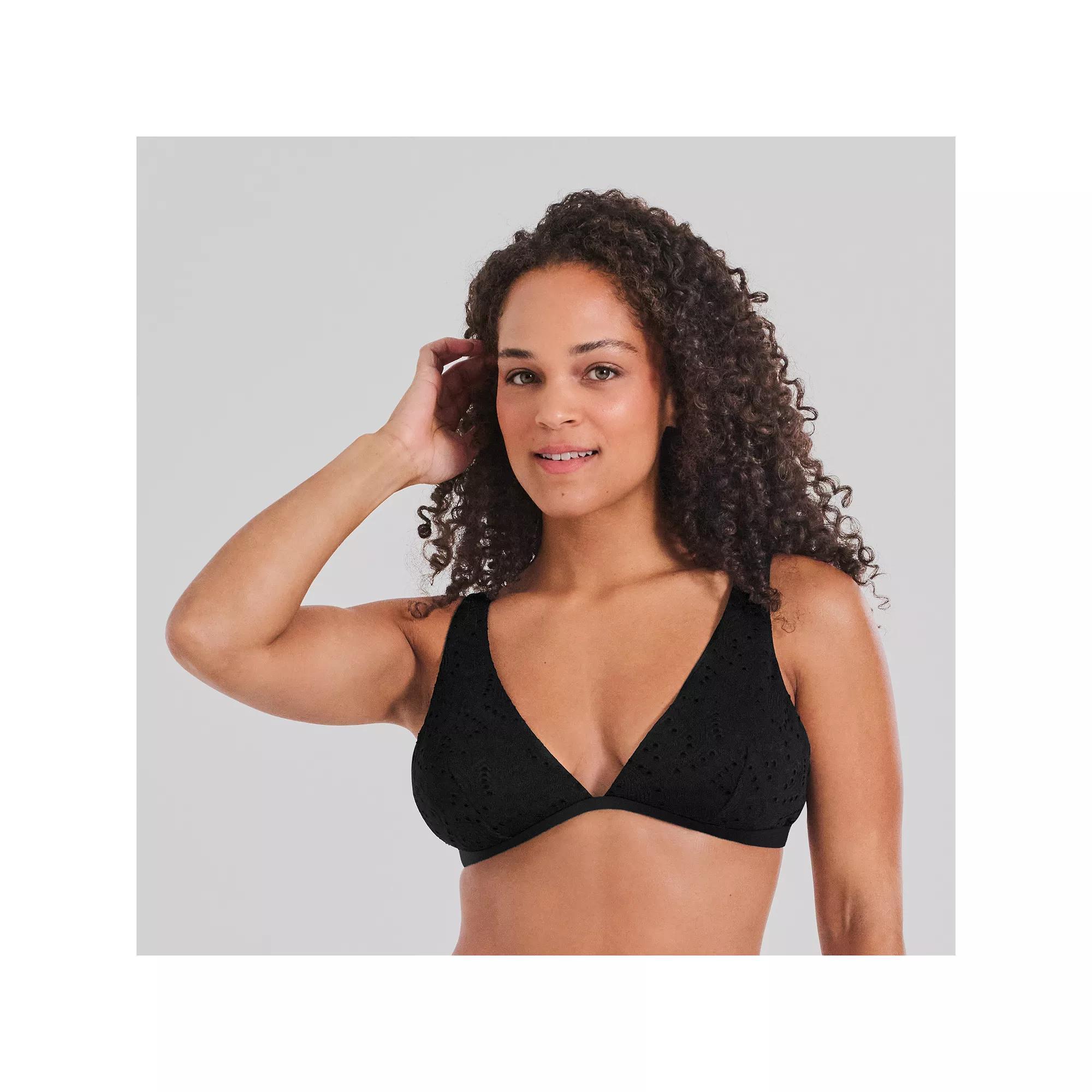 Women's Freshwater Banded Longline Bra Swim Top, Size: Small, Solaria Paisley Black Product Image