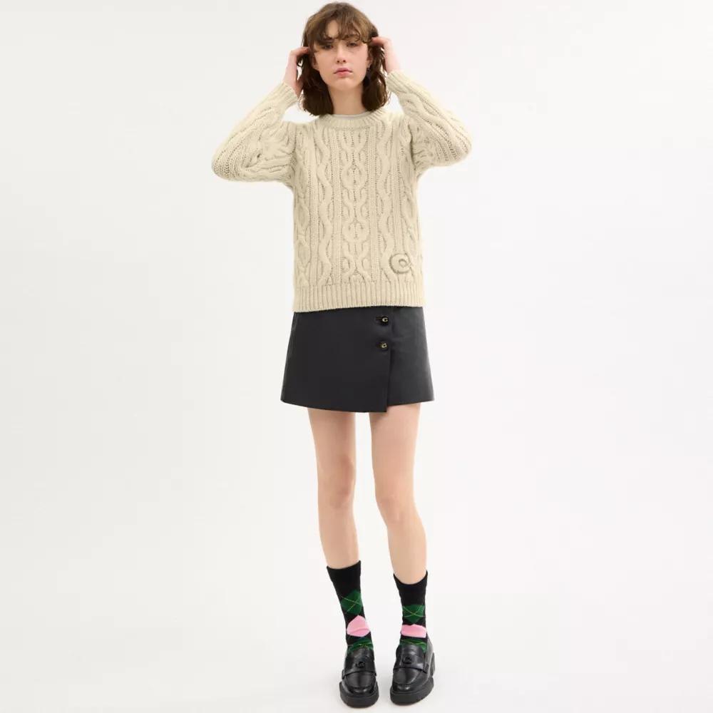 Cable Knit Crewneck Sweater Product Image