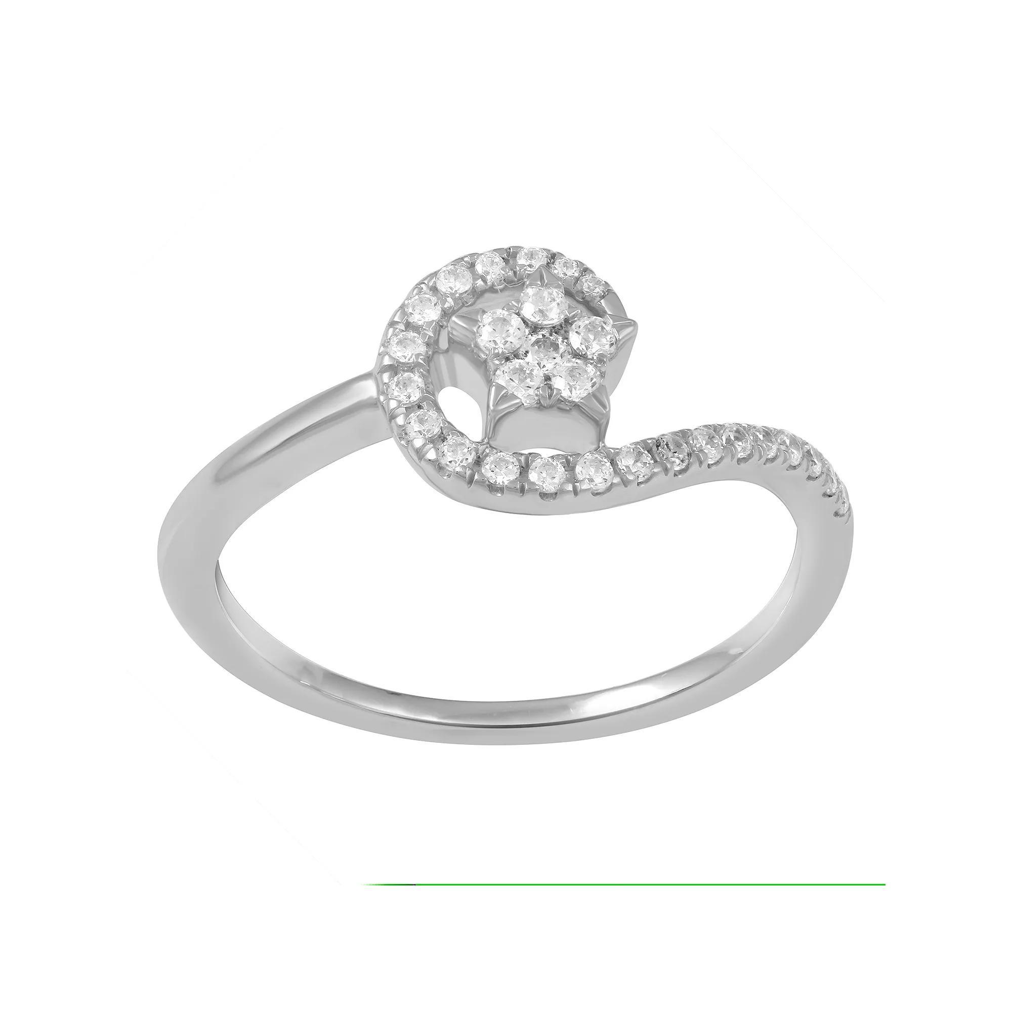 Sterling Silver 1/4 Carat T.W. Diamond Star Swirl Ring, Womens Product Image