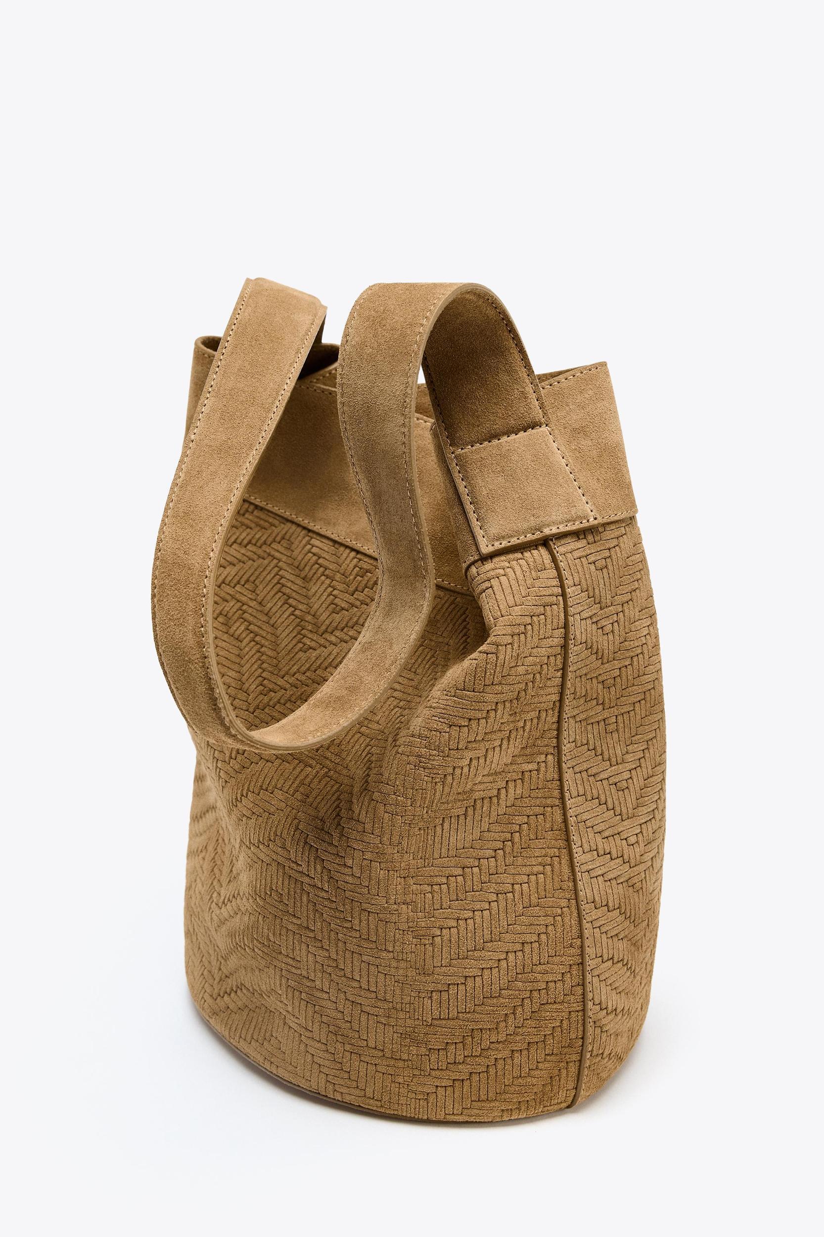 LEATHER BRAIDED MAXI BUCKET BAG Product Image