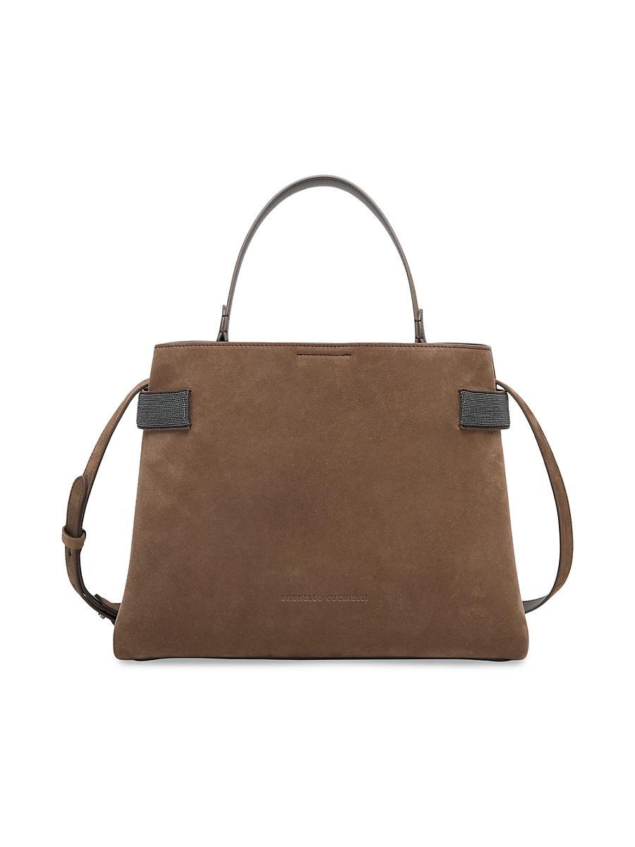 Womens Essence Top Handle Bag in Suede with Precious Bands Product Image