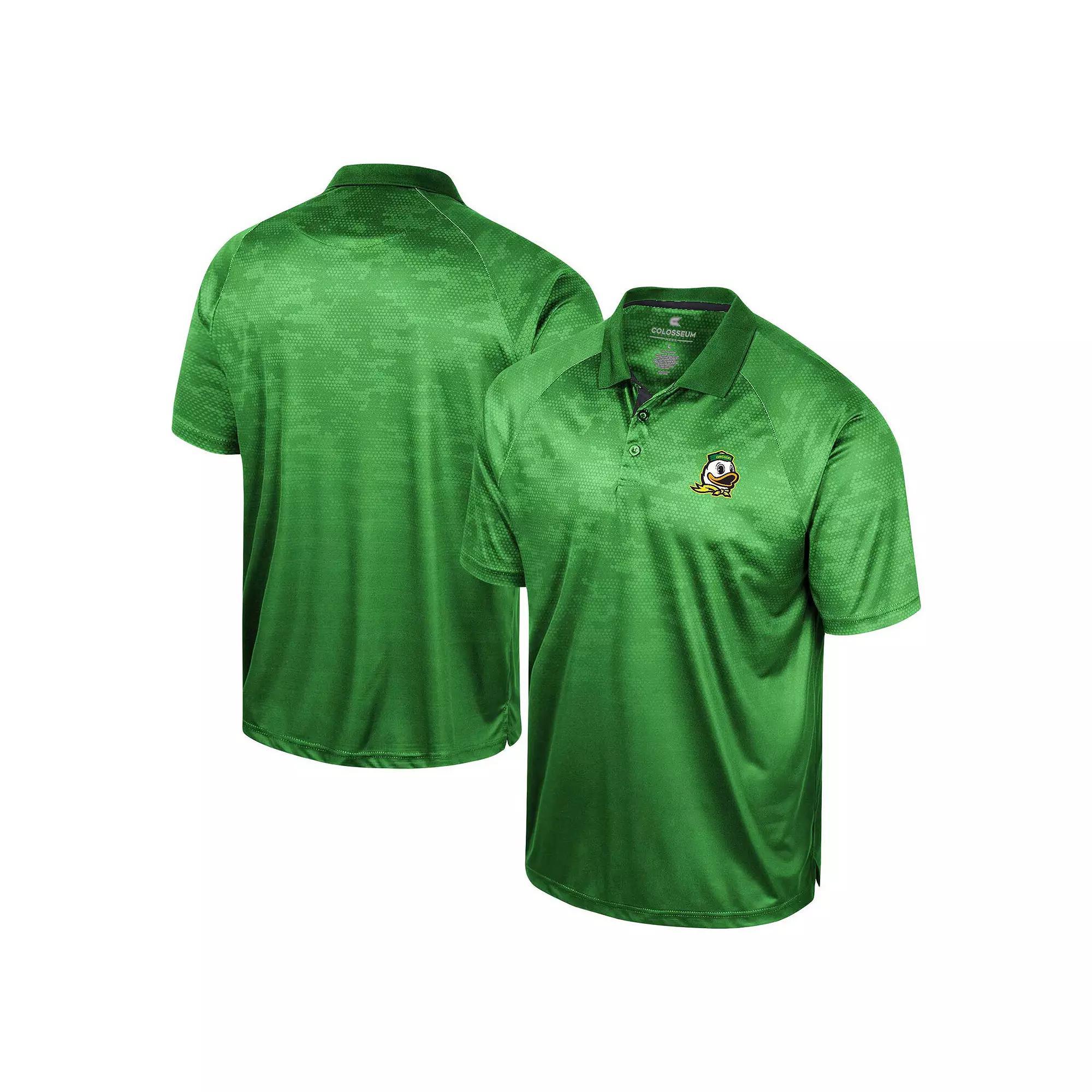 Men's Colosseum Green Oregon Ducks Honeycomb Raglan Polo, Size: Small Product Image