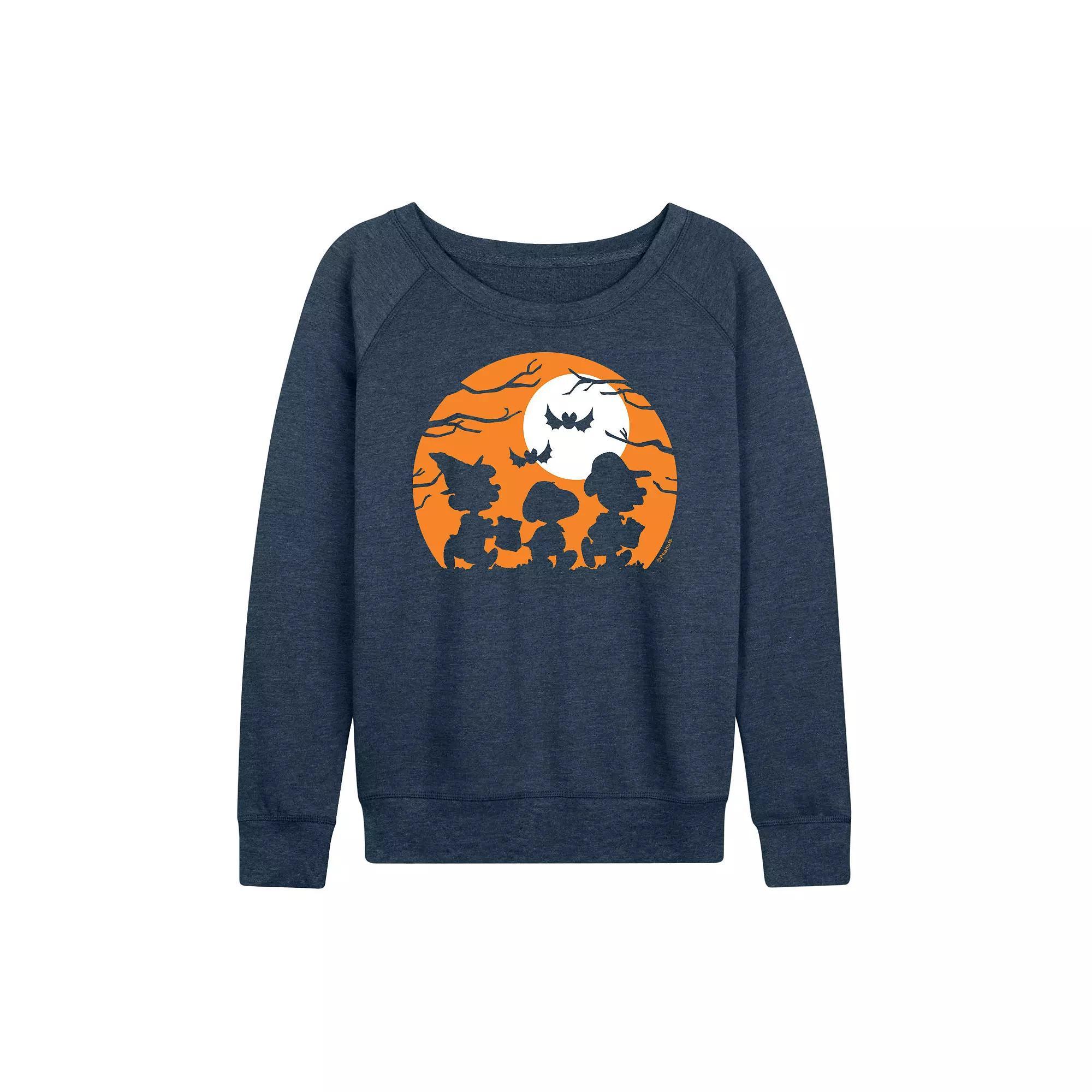 Women's Peanuts Trick Or Treat French Terry Long Sleeve Tee, Size: Medium, Heather Grey Product Image