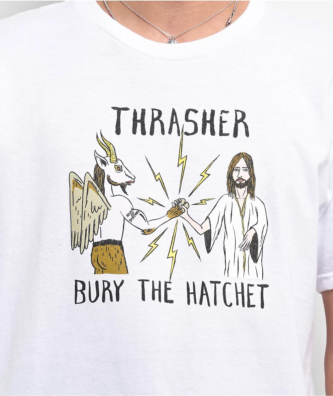 Thrasher x Toy Machine Bury The Hatchet White T-Shirt Product Image