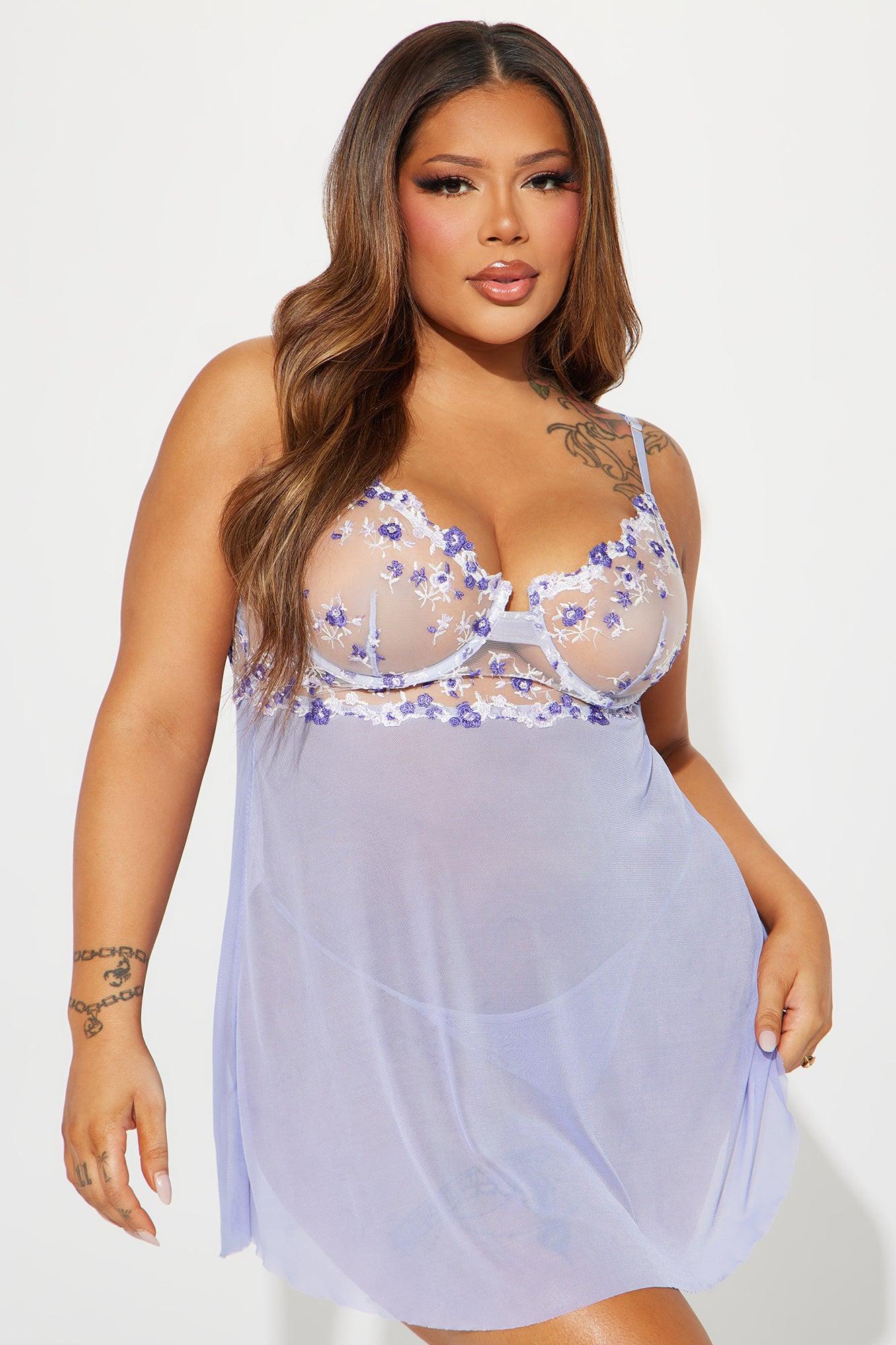 Blooming Passion Embroidered Babydoll - Purple Product Image