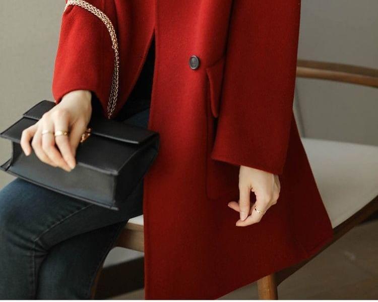 Plain Double-Breasted Coat Product Image