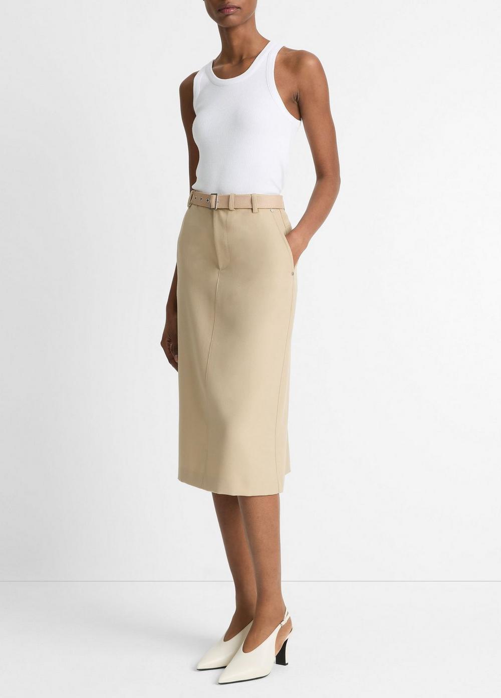 Womens Belted Italian Canvas Skirt, Mojave, Size 12 Vince Product Image