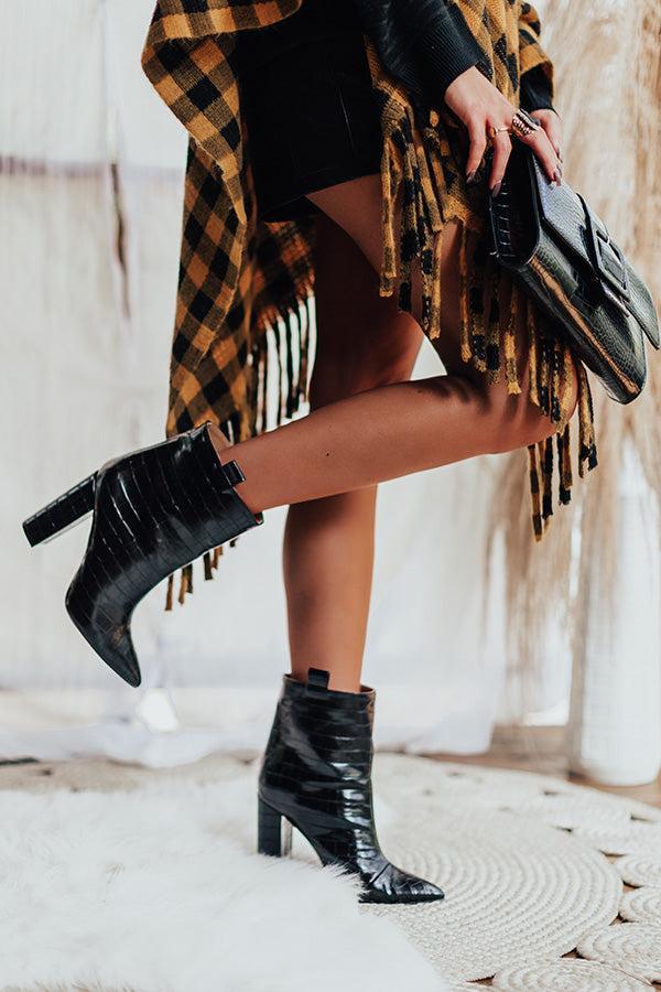 The Charlee Faux Leather Ankle Bootie In Black Product Image