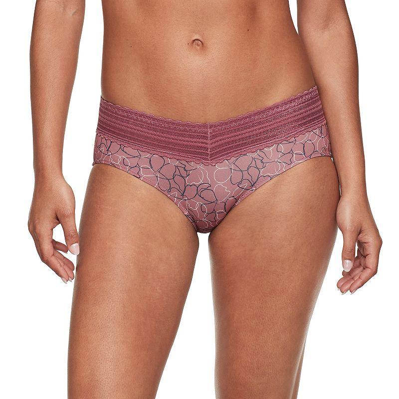 Warners No Pinching, No Problems® Dig-Free Comfort Waist with Lace Microfiber Hipster 5609J, Women's, Size: Small, Mink Swirl Product Image