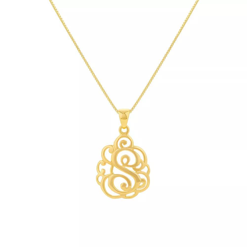 PRIMROSE Sterling Silver Monogram Initial Pendant Necklace, Women's, Size: 18", Gold Tone T Product Image