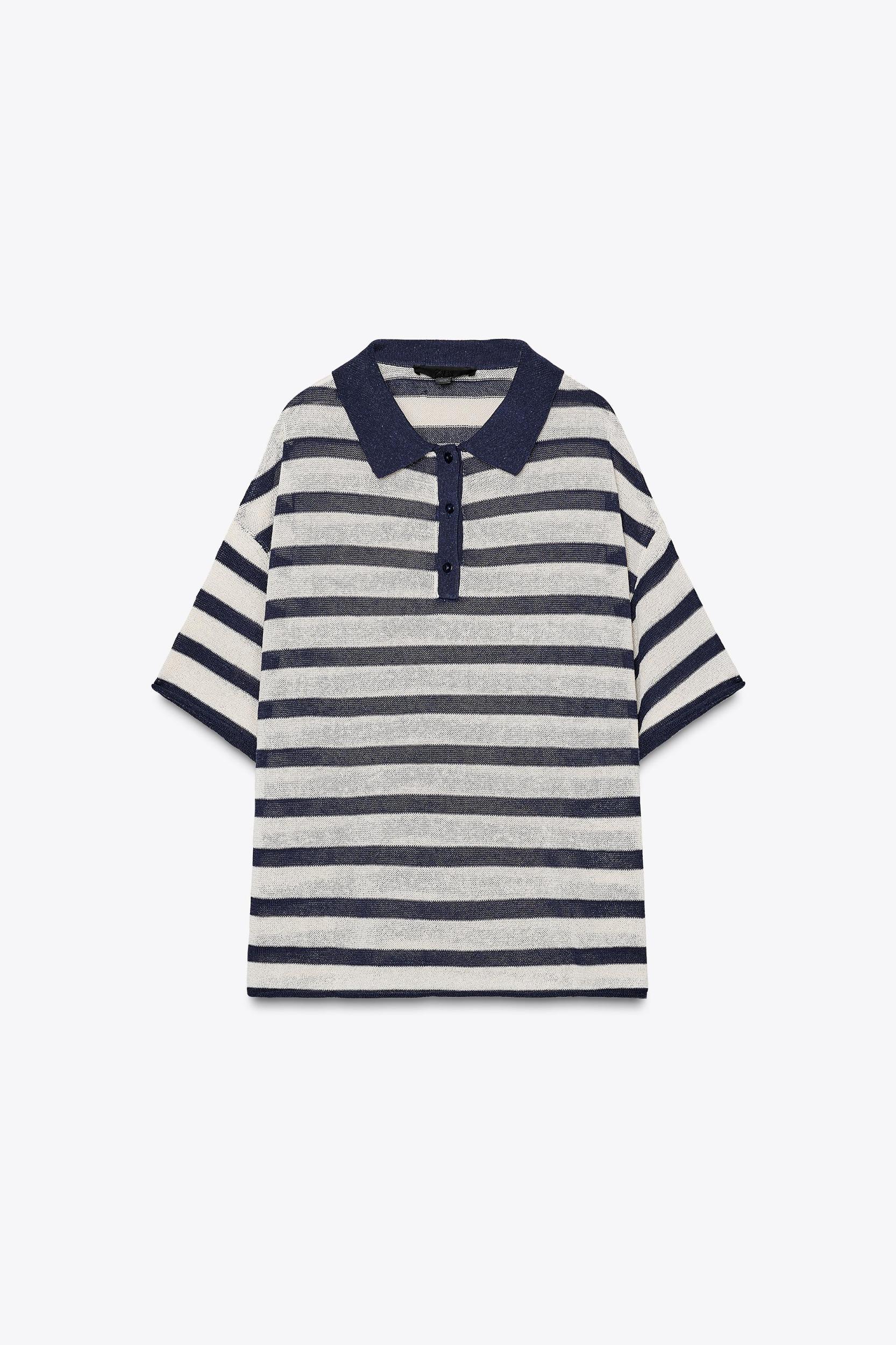 STRIPED KNIT POLO SHIRT Product Image