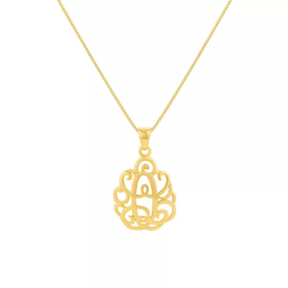 PRIMROSE Sterling Silver Monogram Initial Pendant Necklace, Women's, Size: 18", Gold Tone T Product Image