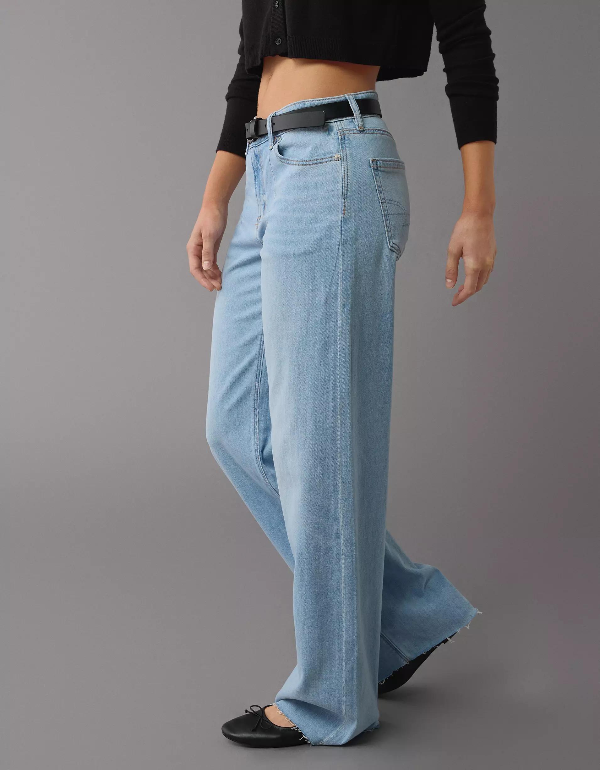 AE Dreamy Drape Stretch Low-Rise Baggy Wide-Leg Jean Product Image