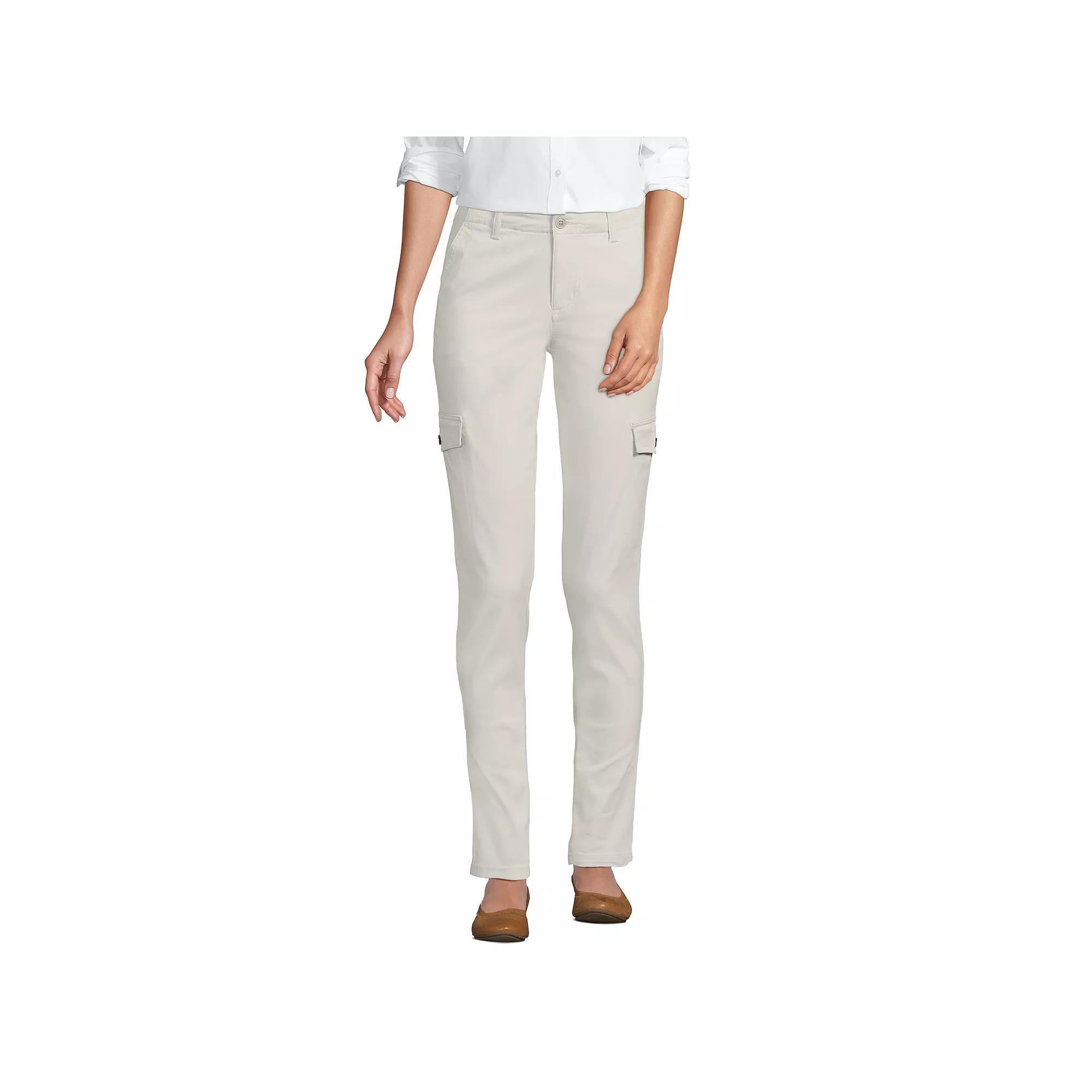 Petite Lands End Mid Rise Slim Cargo Chino Pants, Womens Product Image