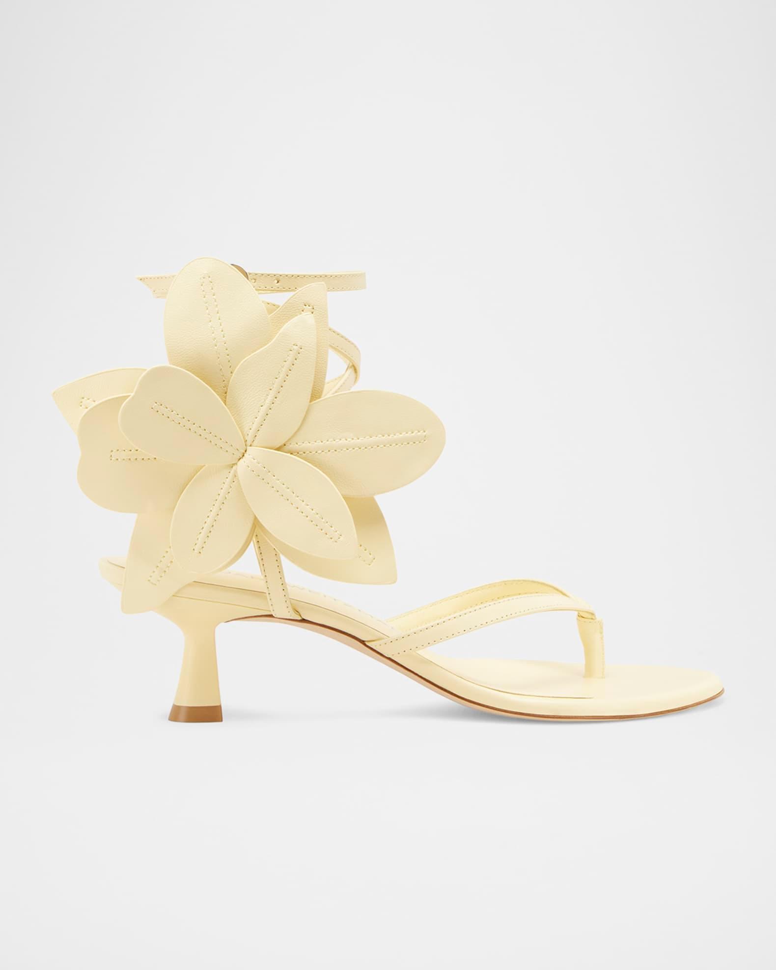 Paradise 50 Flower Leather Kitten Sandals  Product Image