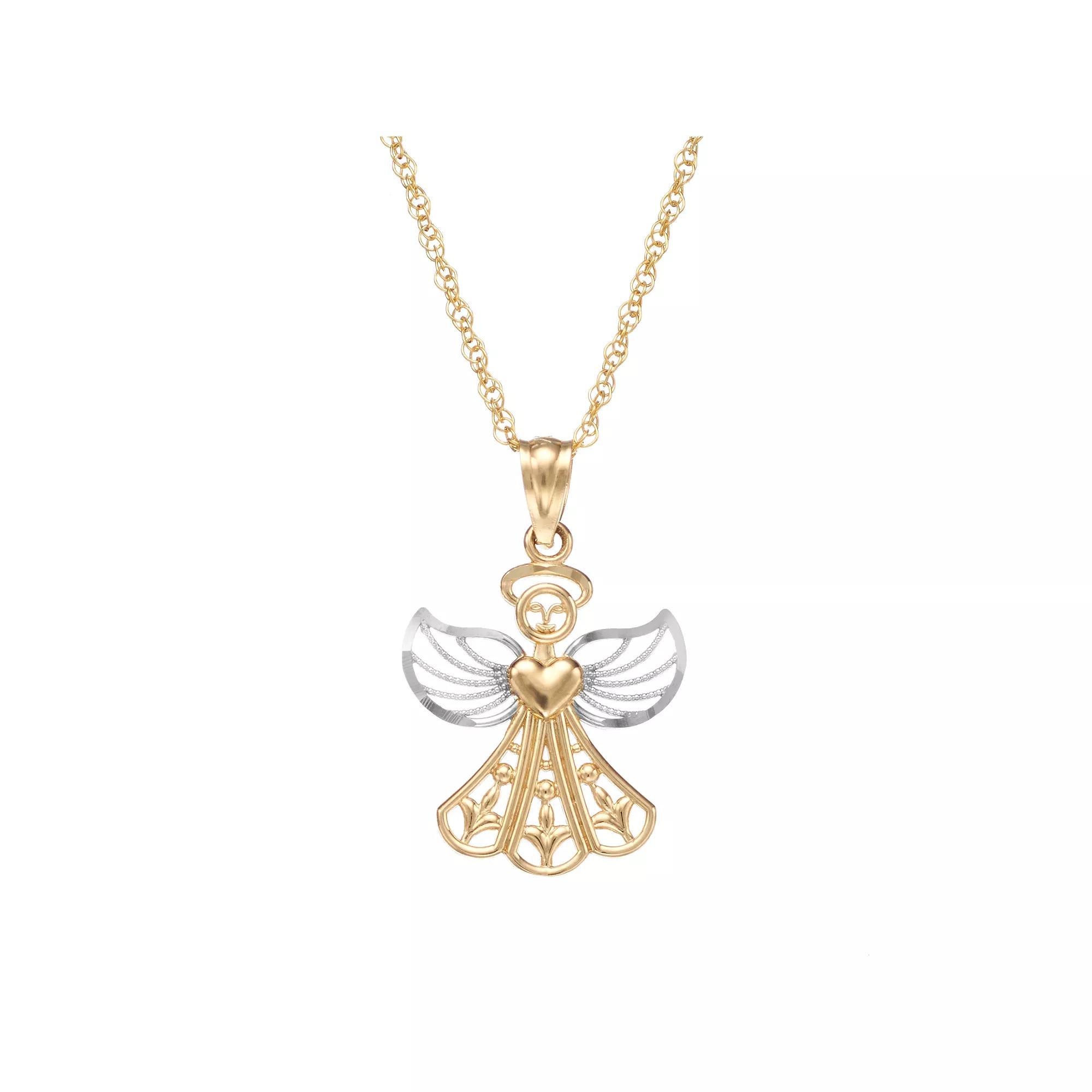 10k Gold Angel Pendant Necklace, Women's, Size: 18" Product Image