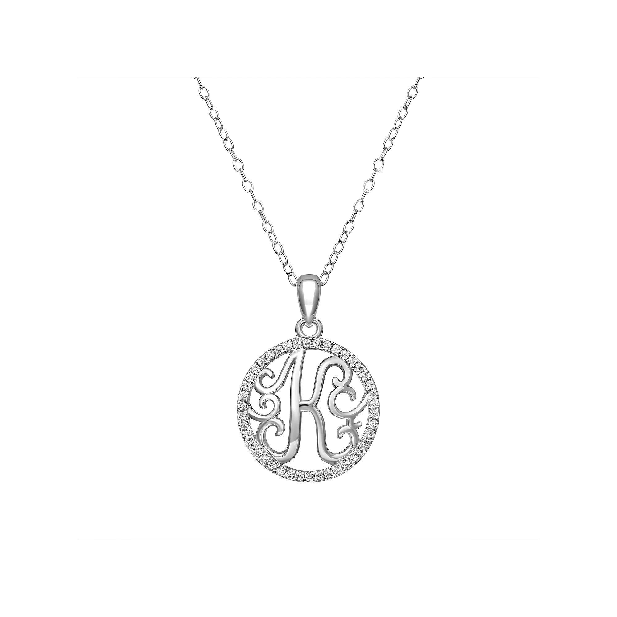 PRIMROSE Sterling Silver Cubic Zirconia Initial Pendant Necklace, Women's, Size: 18" Product Image
