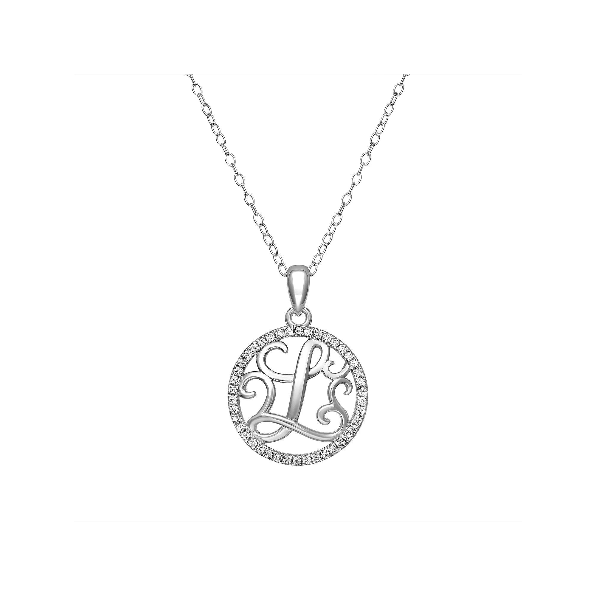 PRIMROSE Sterling Silver Cubic Zirconia Initial Pendant Necklace, Women's, Size: 18" Product Image